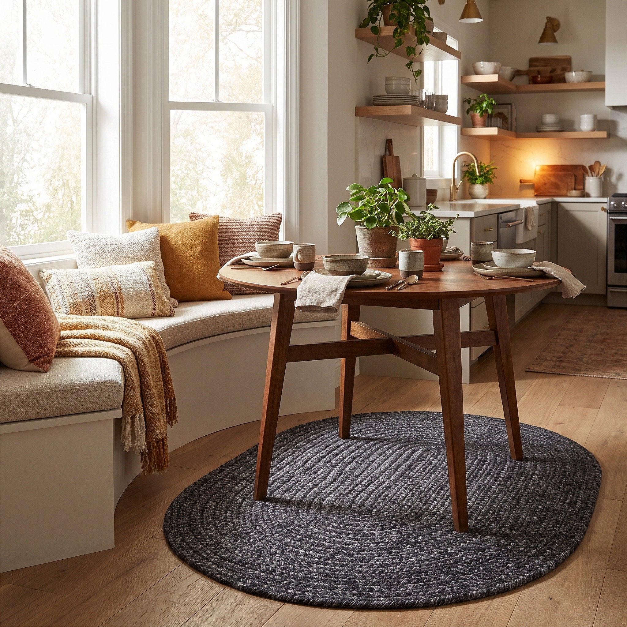 Angier Braided Indoor/Outdoor Rug - Charcoal Gray Oval 3' X 5' #shape_Oval