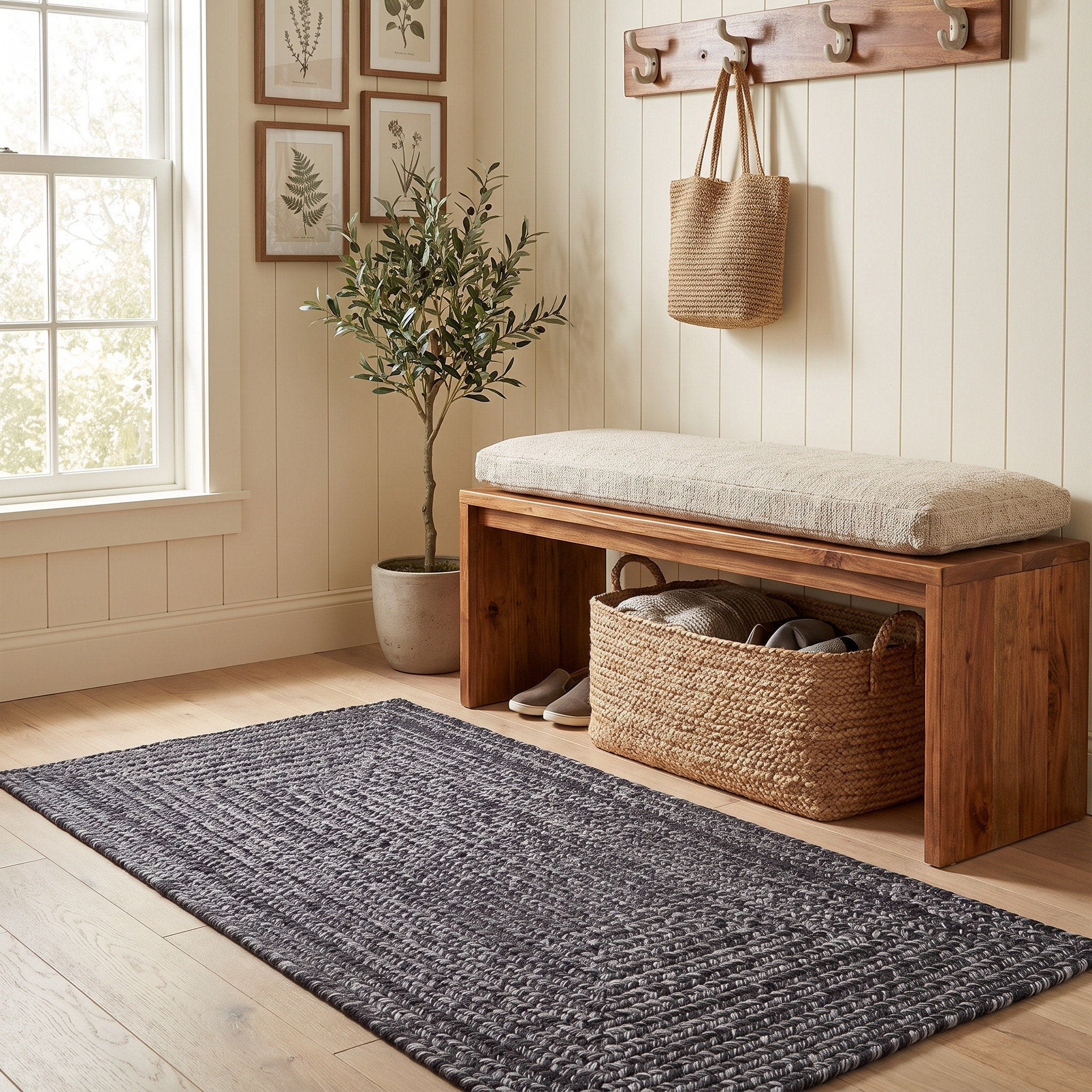 Angier Braided Indoor/Outdoor Rug - Charcoal Gray Rectangle 3' X 5' #shape_Rectangle
