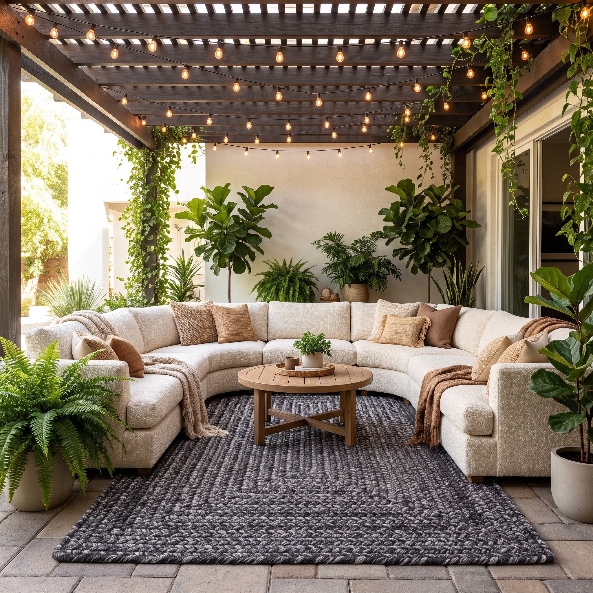 Angier Braided Indoor/Outdoor Rug - Charcoal Gray Rectangle 8' X 10' #shape_Rectangle