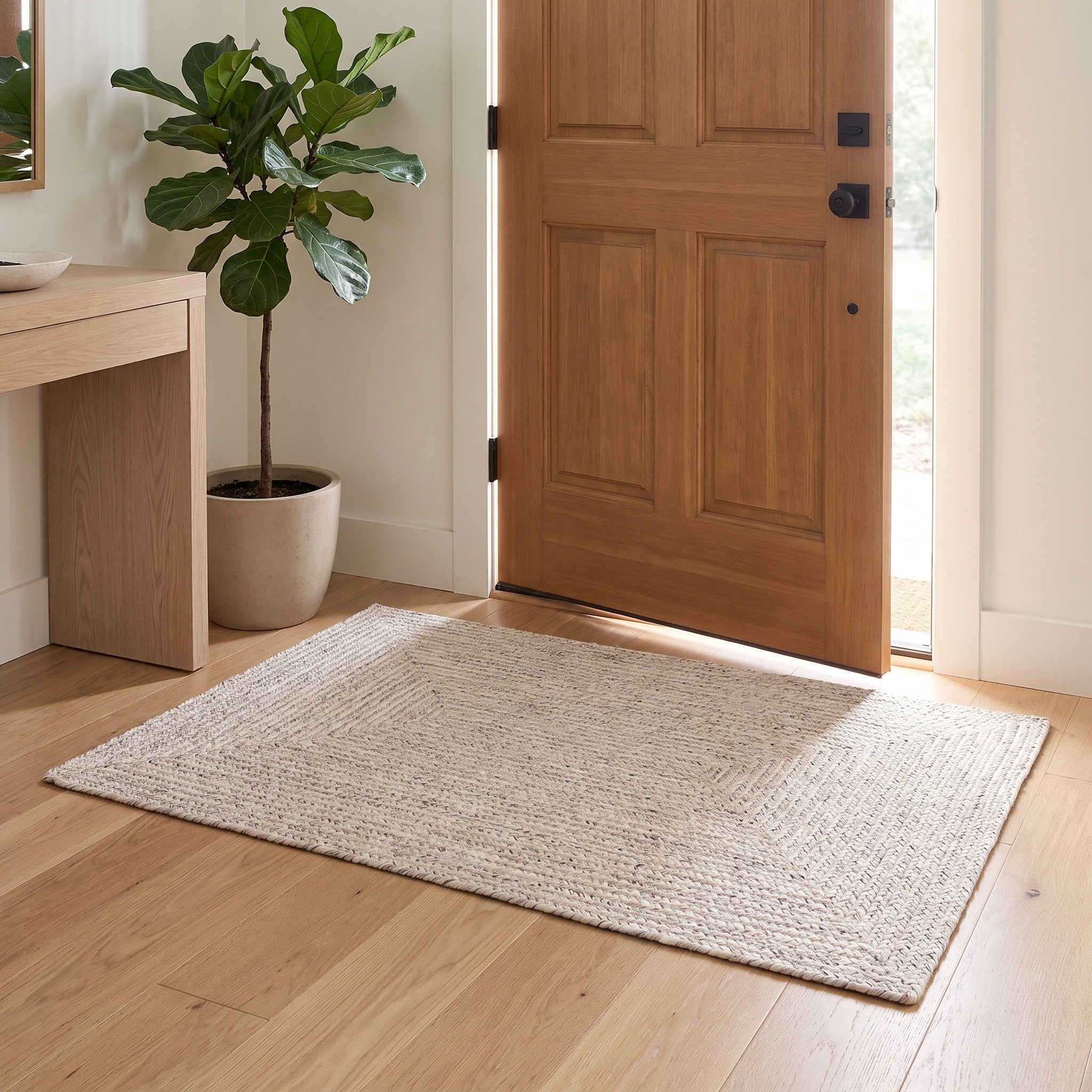 Angier Braided Indoor/Outdoor Rug - Ivory / Gray Rectangle 2' X 3' #shape_Rectangle