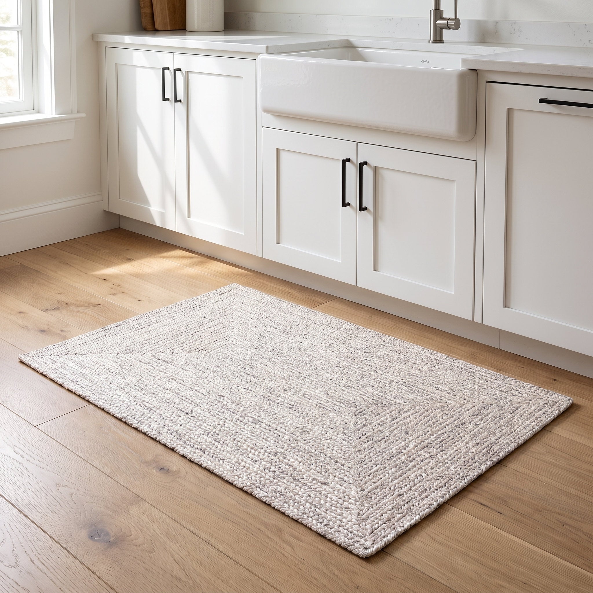 Angier Braided Indoor/Outdoor Rug - Ivory / Gray Rectangle 2' X 3' #shape_Rectangle