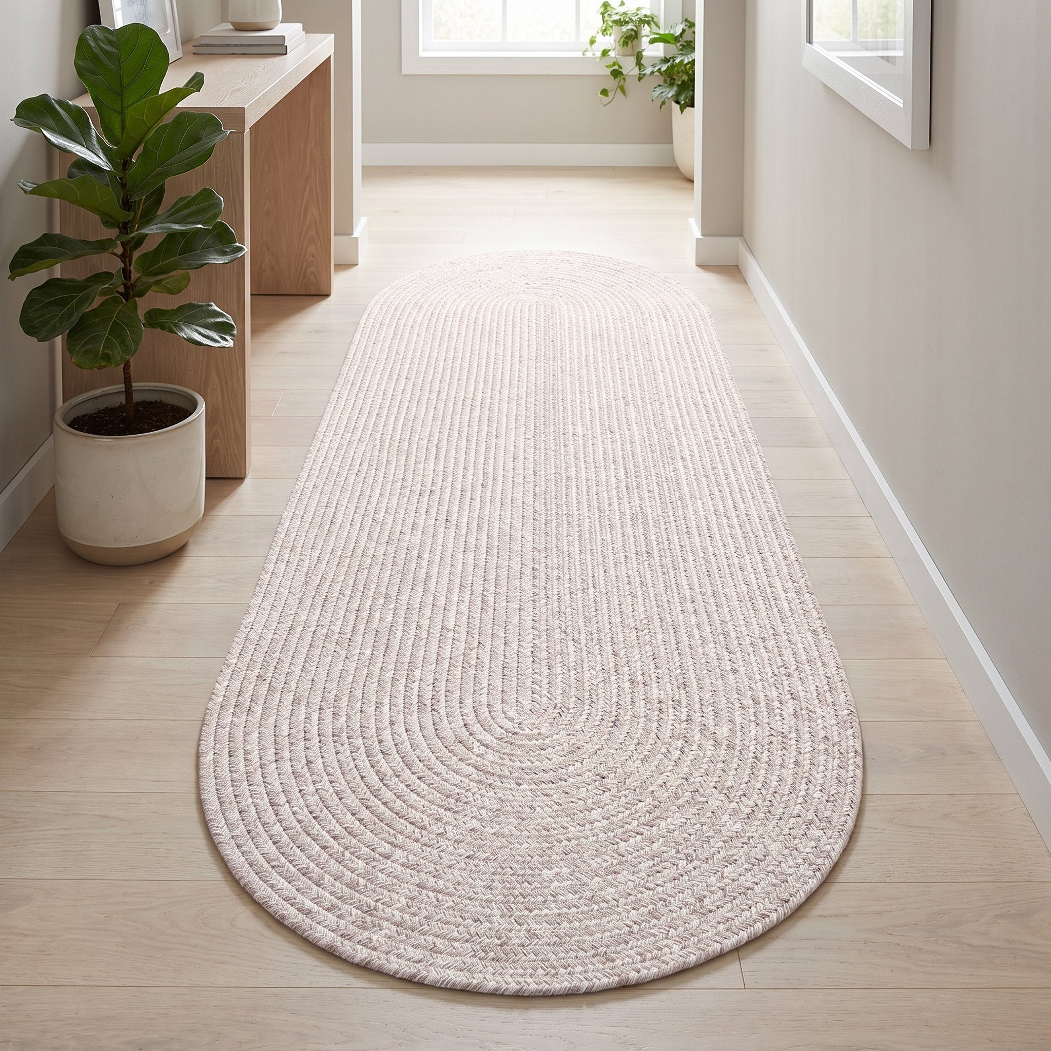 Angier Braided Indoor/Outdoor Rug - Ivory / Gray Oval 2' X 6' #shape_Oval