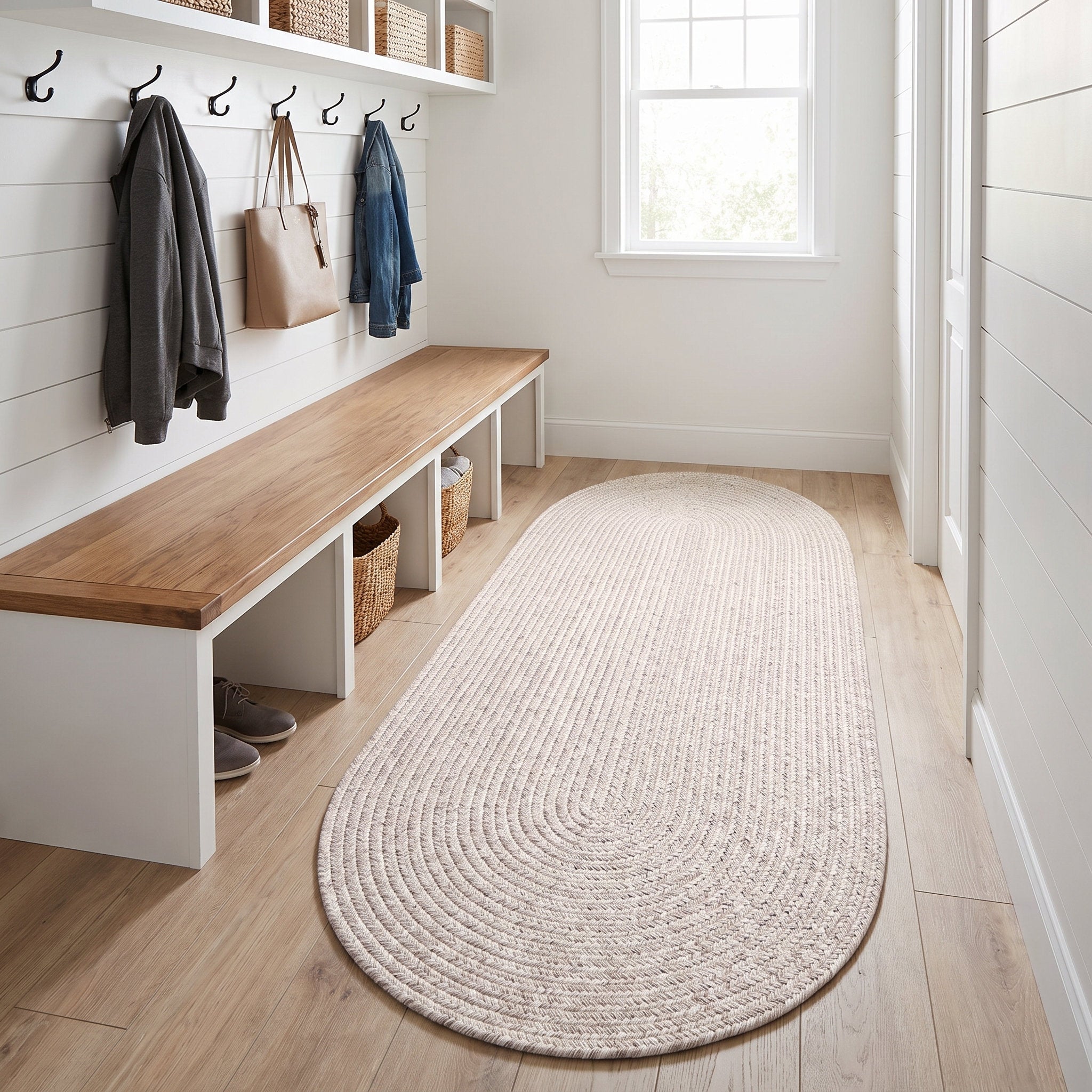 Angier Braided Indoor/Outdoor Rug - Ivory / Gray Oval 2' X 6' #shape_Oval