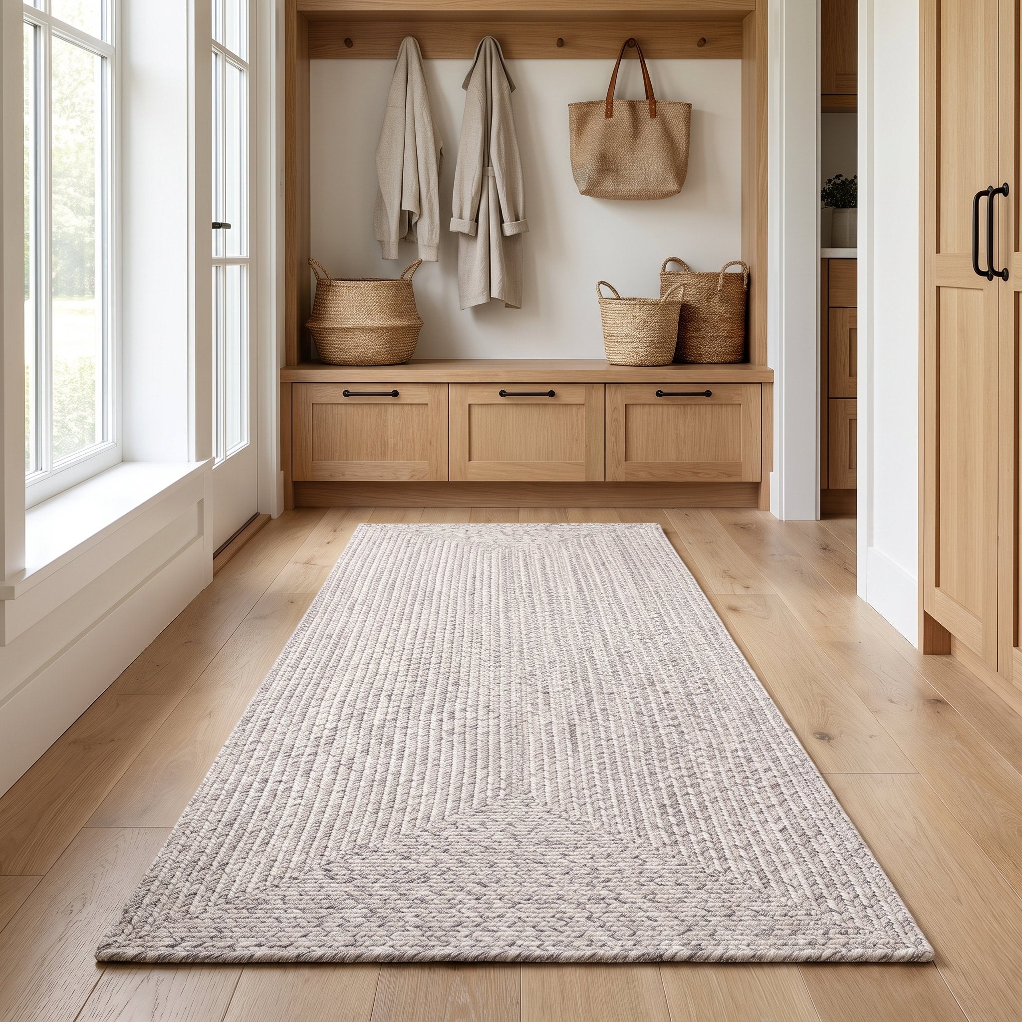 Angier Braided Indoor/Outdoor Rug - Ivory / Gray Rectangle 2' X 6' #shape_Rectangle