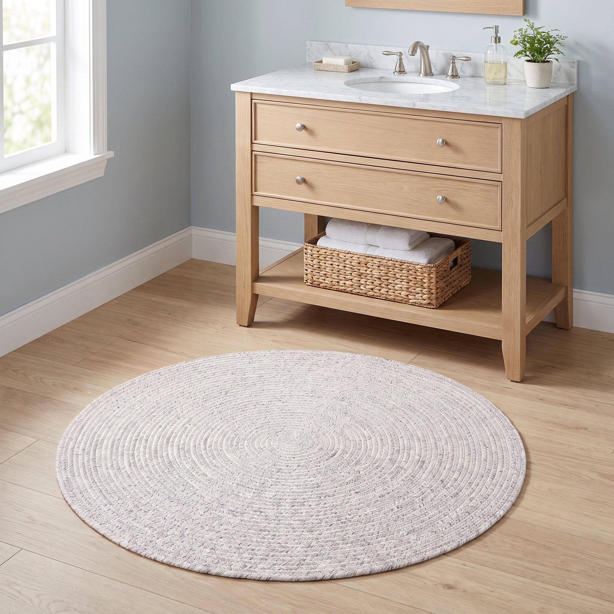 Angier Braided Indoor/Outdoor Rug - Ivory / Gray Round 3' Round #shape_Round