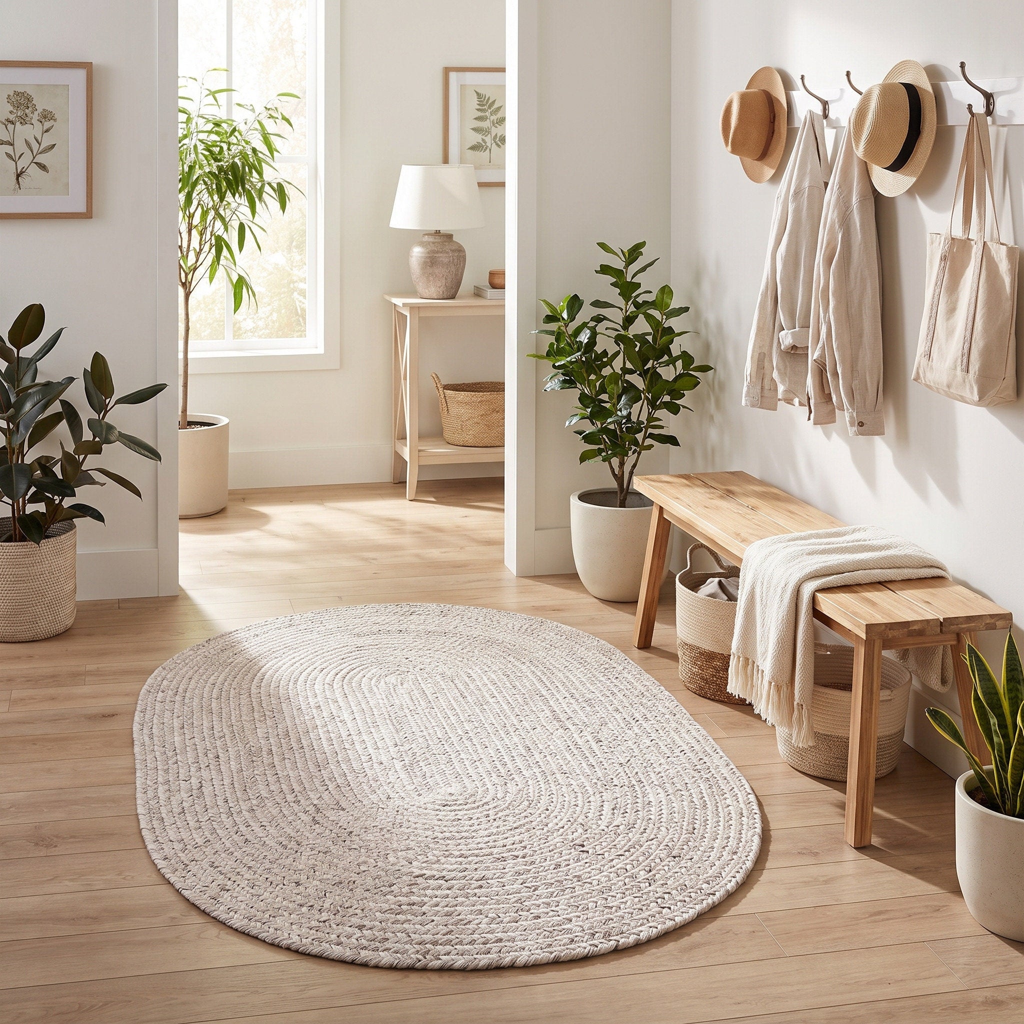 Angier Braided Indoor/Outdoor Rug - Ivory / Gray Oval 3' X 5' #shape_Oval