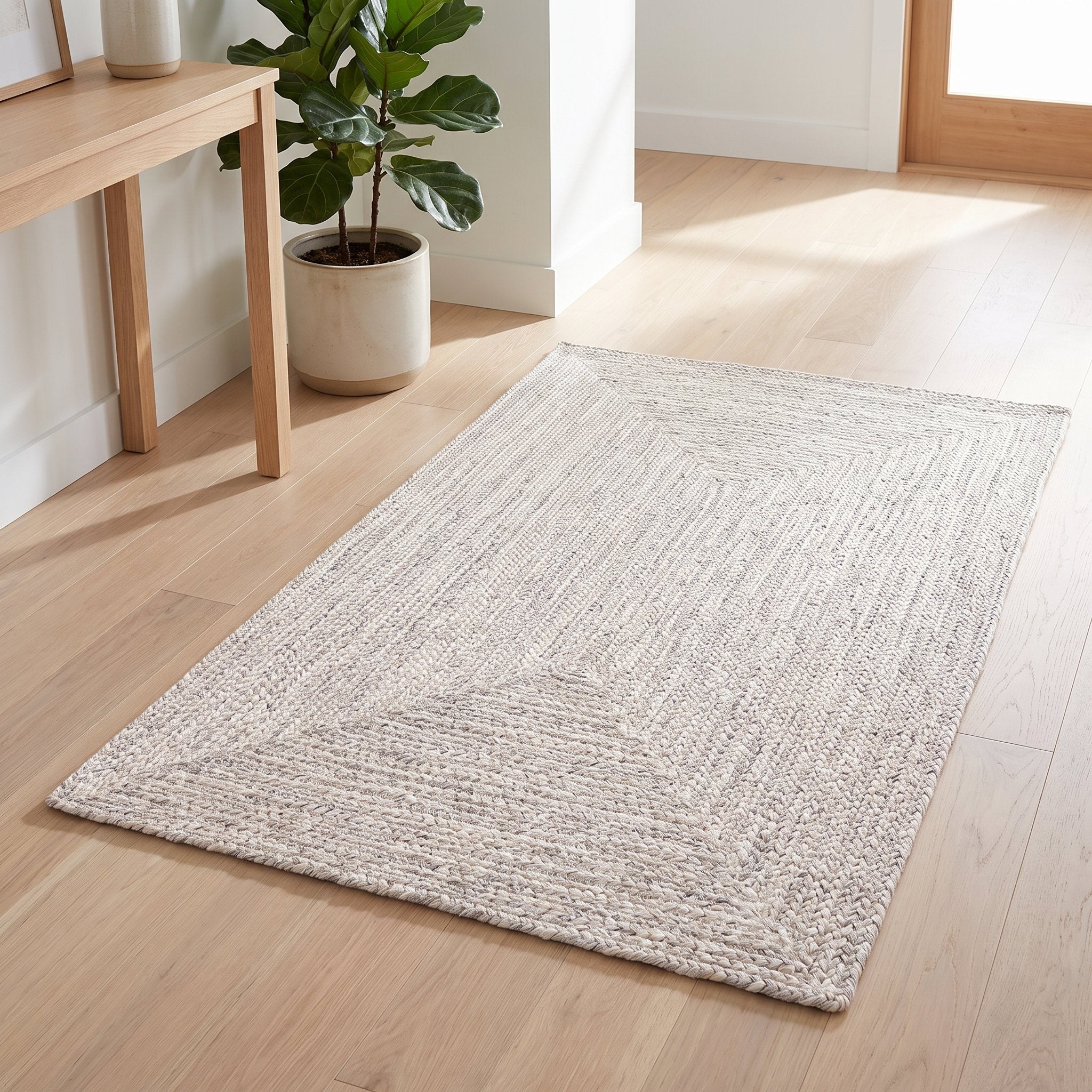 Angier Braided Indoor/Outdoor Rug - Ivory / Gray Rectangle 3' X 5' #shape_Rectangle