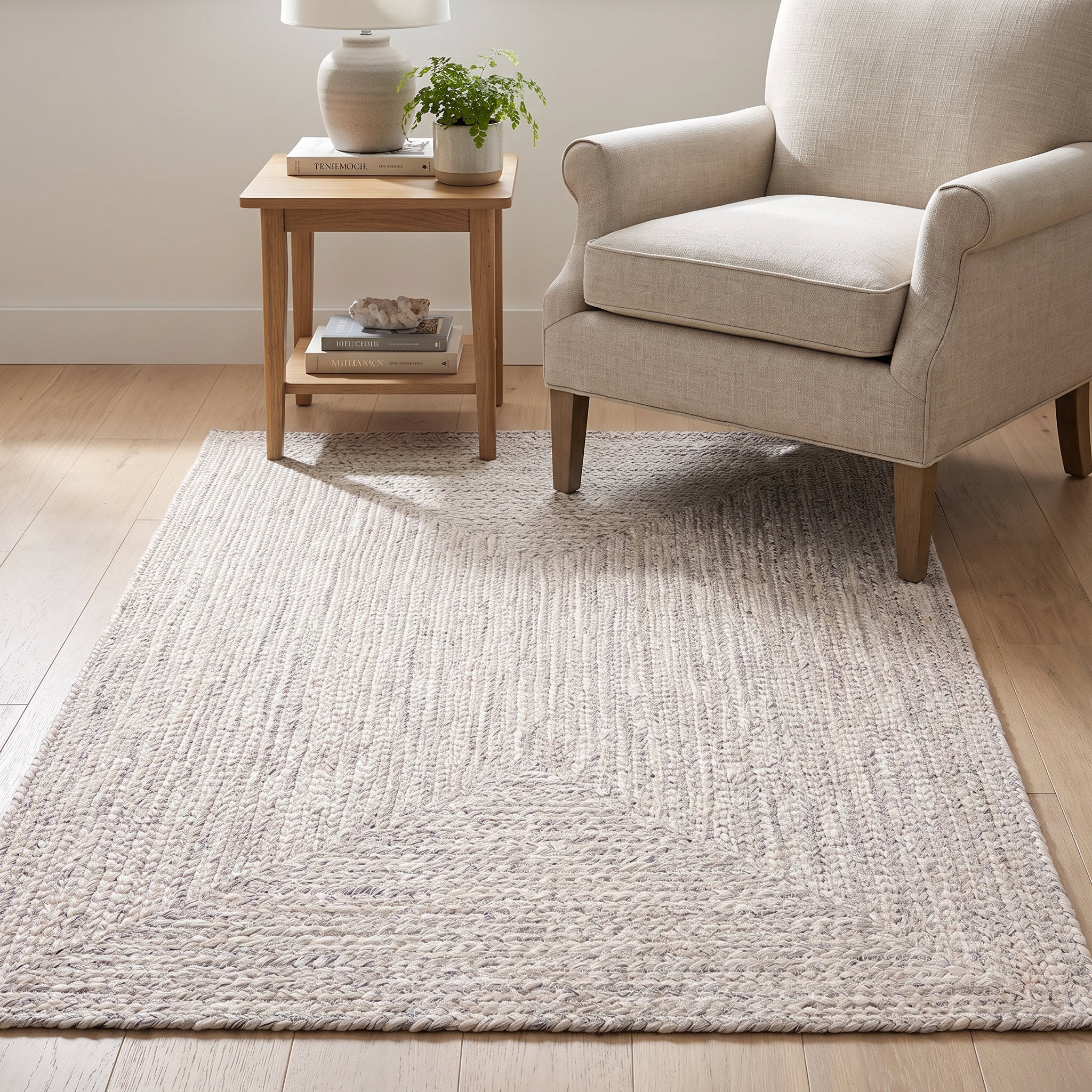 Angier Braided Indoor/Outdoor Rug - Ivory / Gray Rectangle 3' X 5' #shape_Rectangle