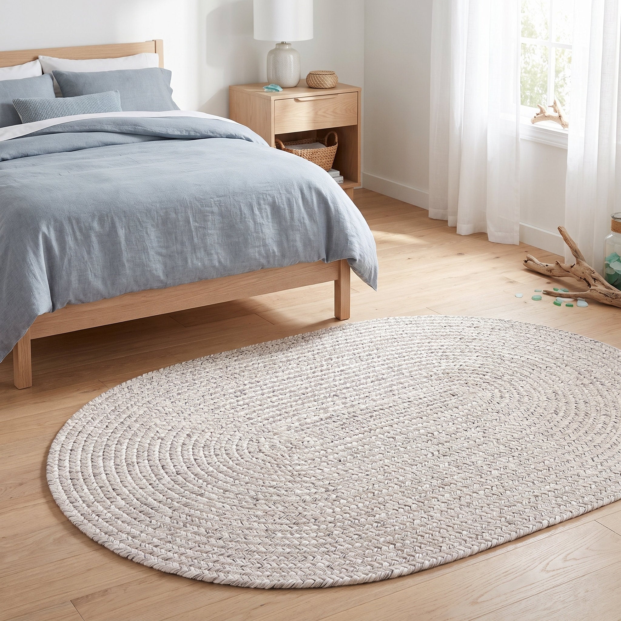 Angier Braided Indoor/Outdoor Rug - Ivory / Gray Oval 4' X 6' #shape_Oval