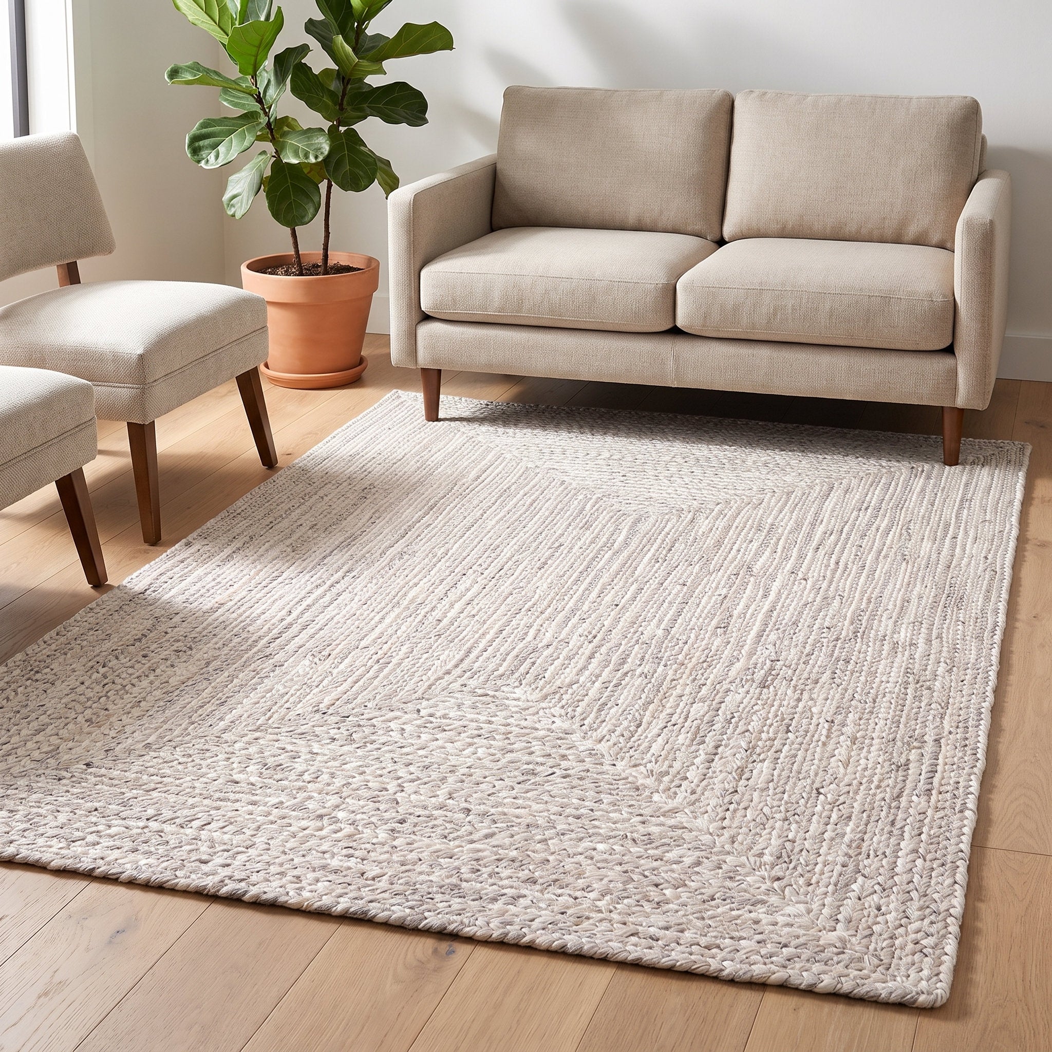 Angier Braided Indoor/Outdoor Rug - Ivory / Gray Rectangle 4' X 6' #shape_Rectangle