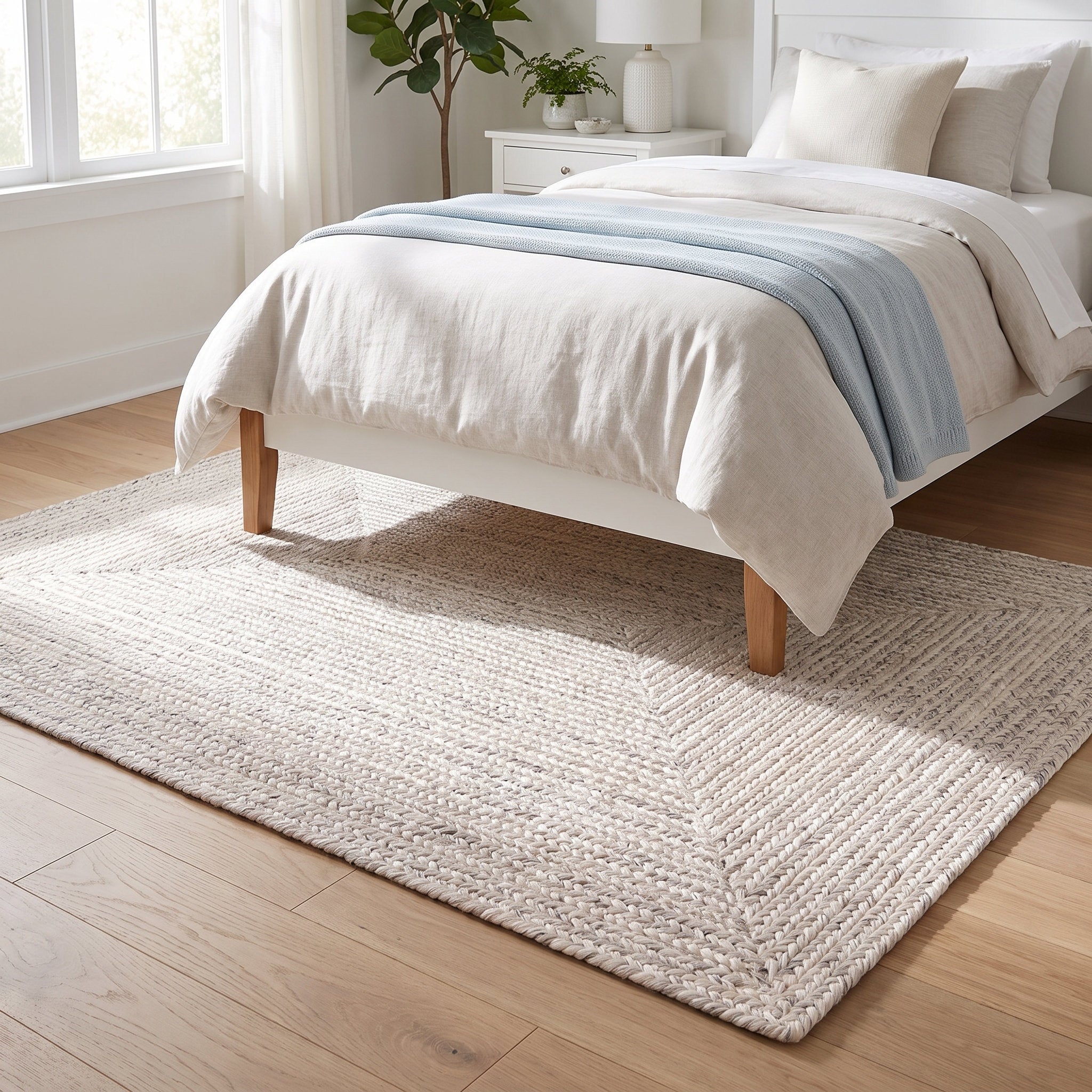 Angier Braided Indoor/Outdoor Rug - Ivory / Gray Rectangle 4' X 6' #shape_Rectangle