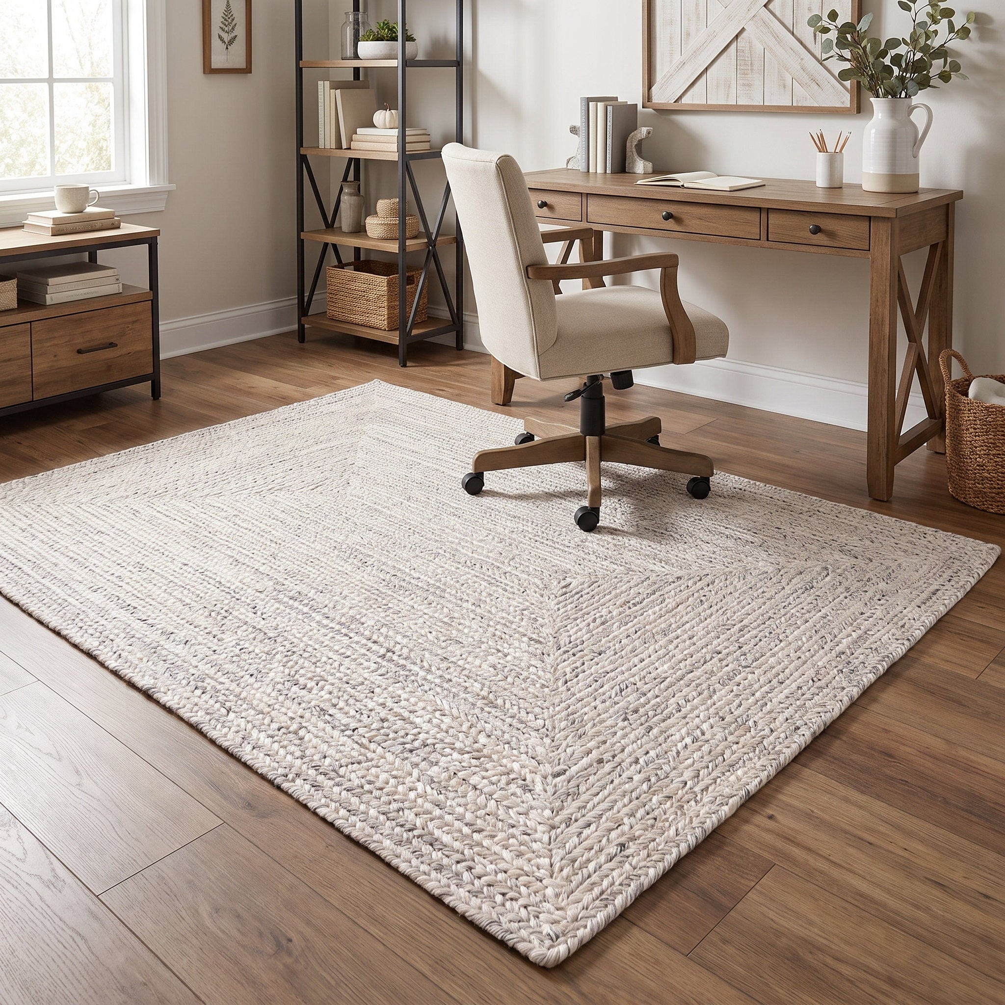 Angier Braided Indoor/Outdoor Rug - Ivory / Gray Rectangle 4' X 6' #shape_Rectangle
