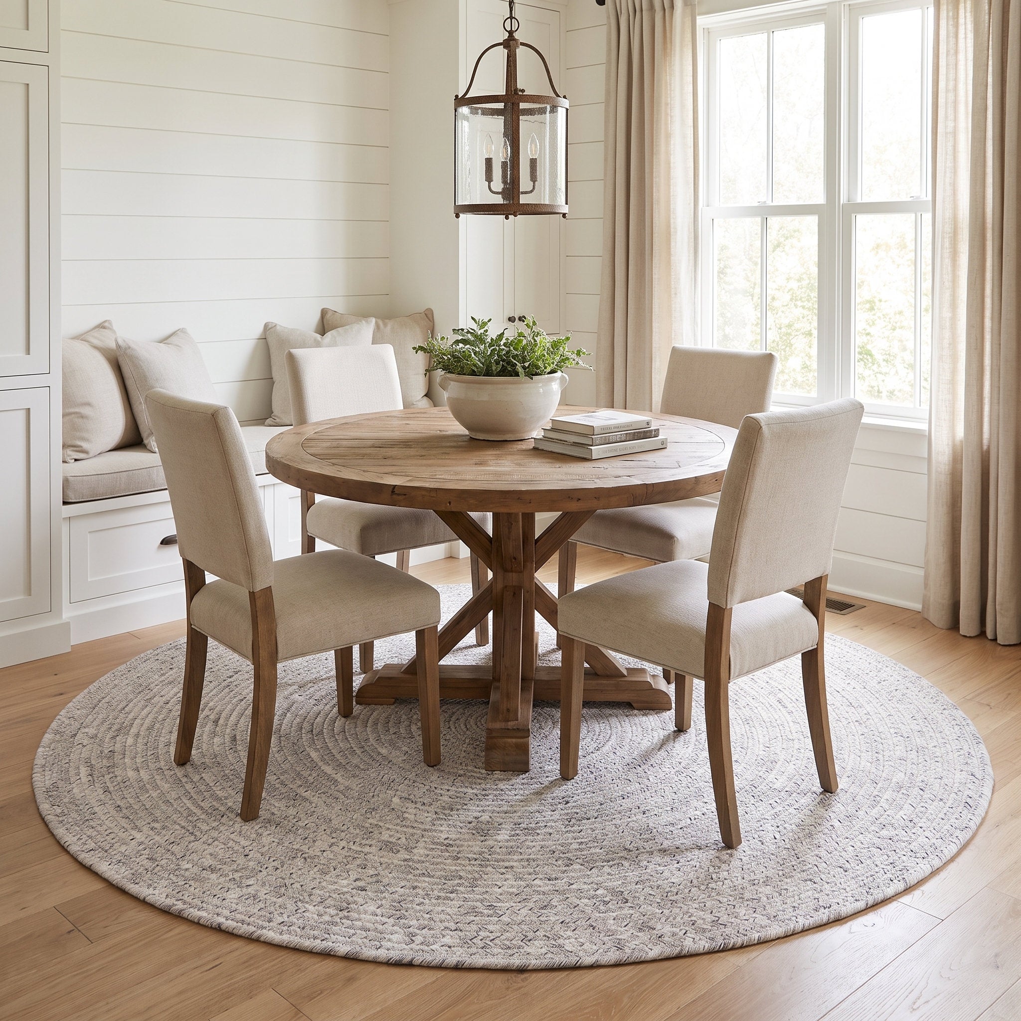 Angier Braided Indoor/Outdoor Rug - Ivory / Gray Round 5' Round #shape_Round