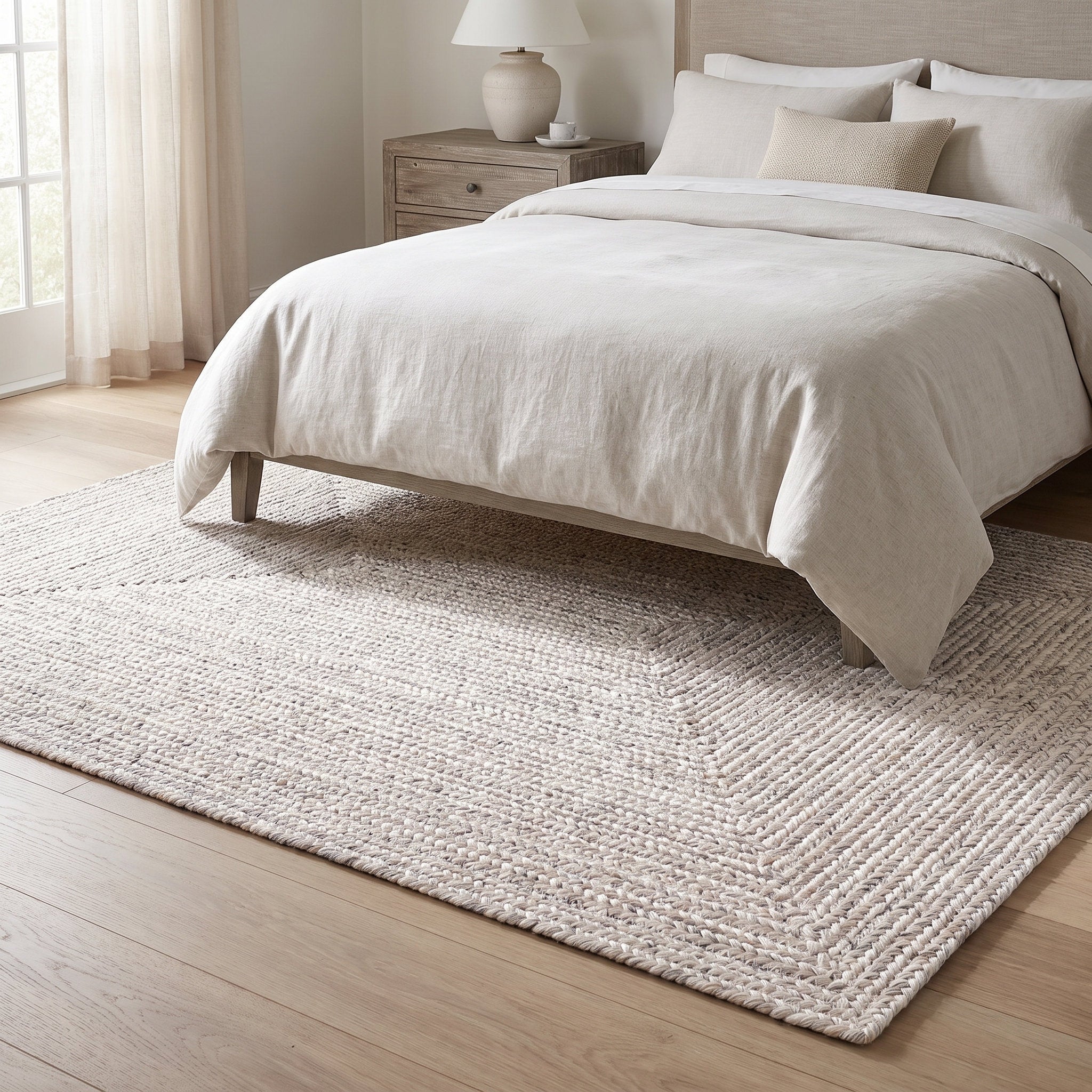 Angier Braided Indoor/Outdoor Rug - Ivory / Gray Rectangle 5' X 7' #shape_Rectangle