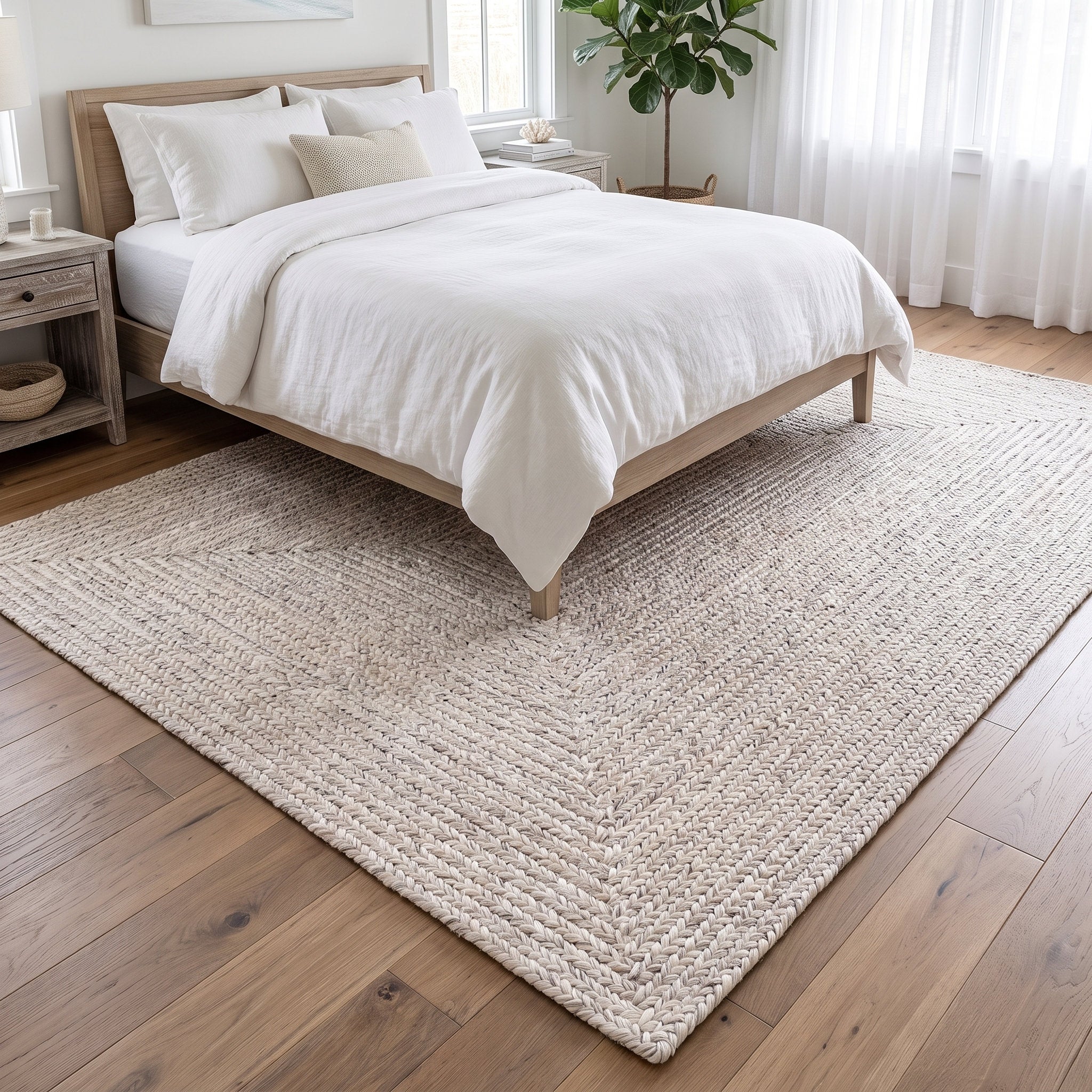 Angier Braided Indoor/Outdoor Rug - Ivory / Gray Rectangle 6' X 9' #shape_Rectangle