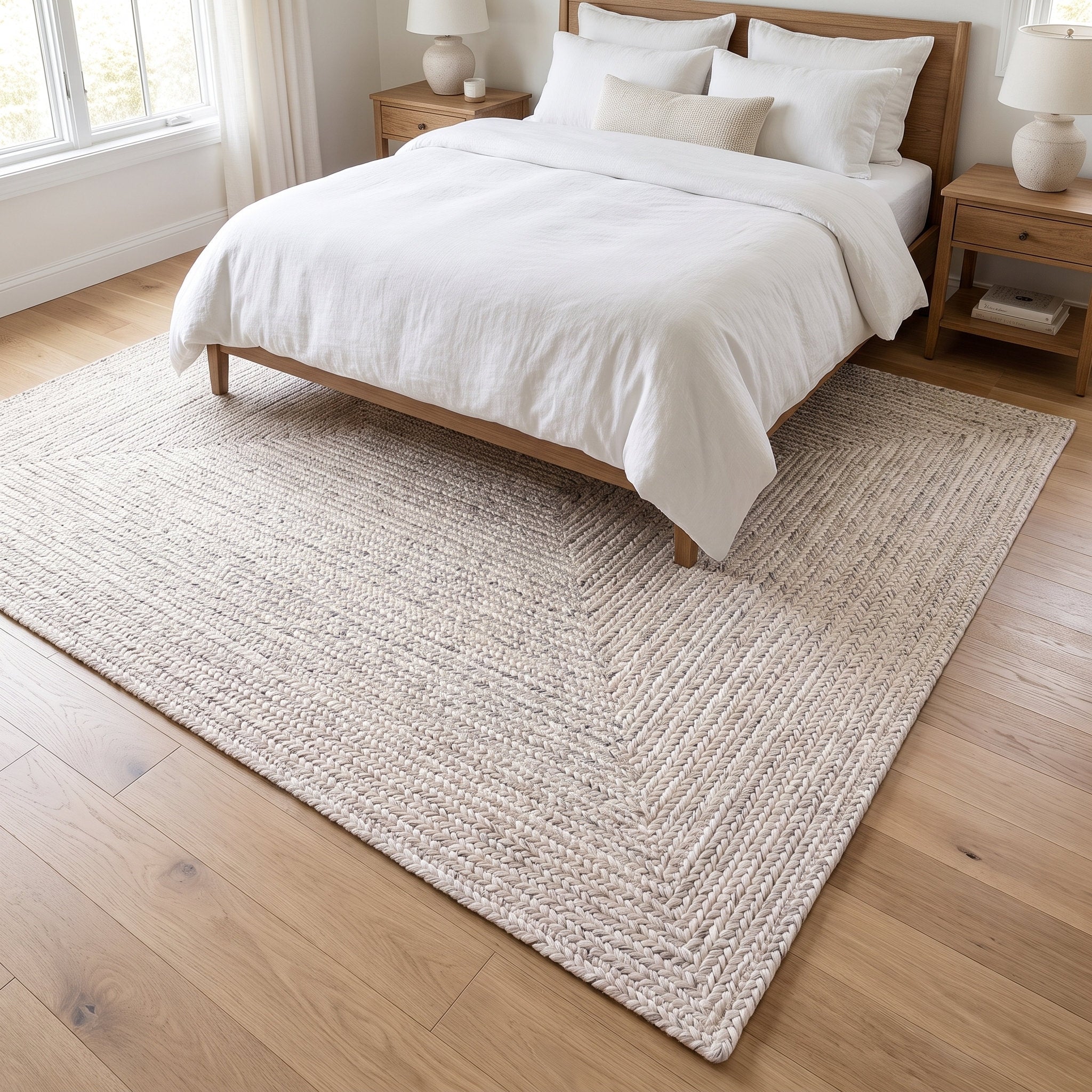 Angier Braided Indoor/Outdoor Rug - Ivory / Gray Rectangle 8' X 10' #shape_Rectangle