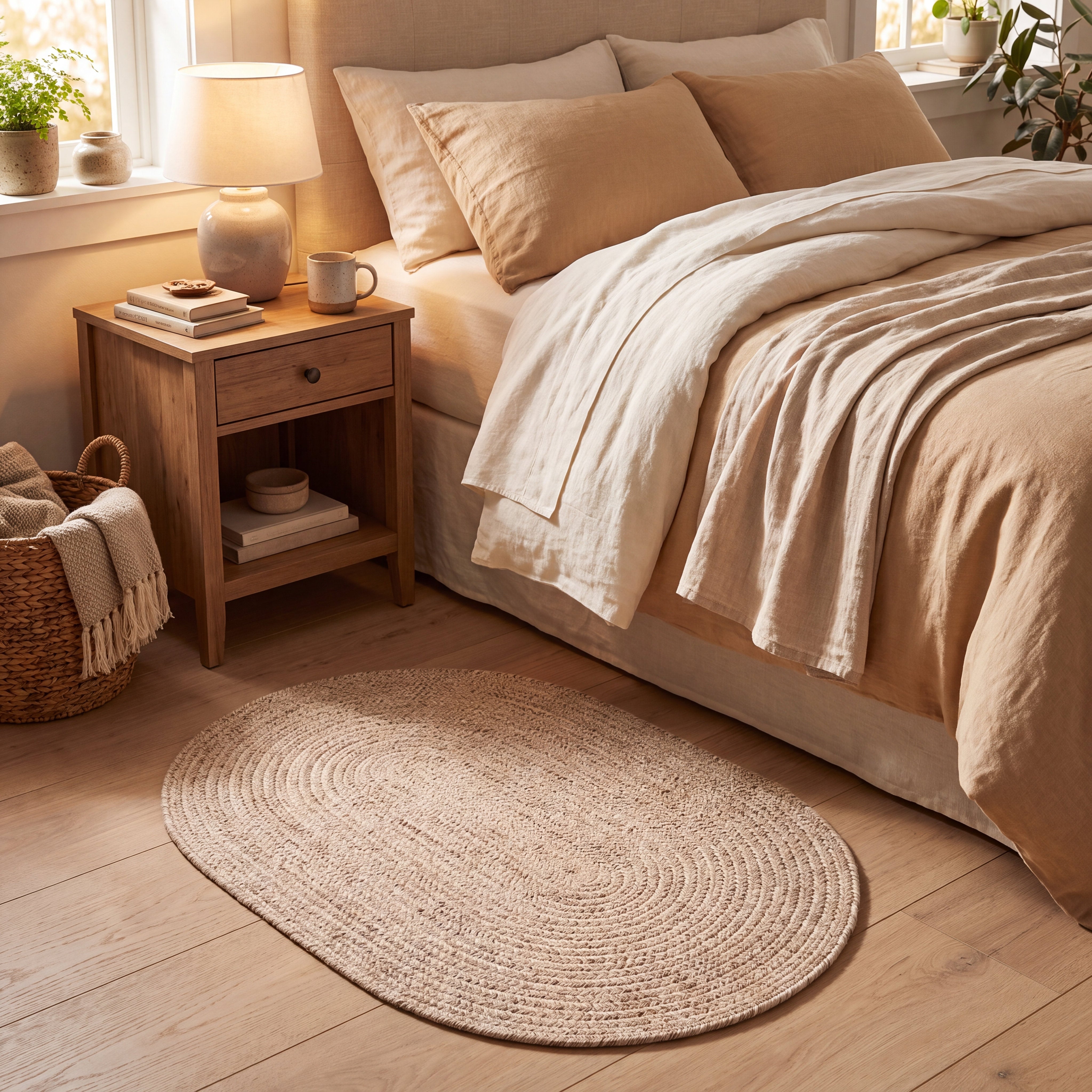 Angier Braided Indoor/Outdoor Rug - Oatmeal Beige Oval 2' X 3' #shape_Oval