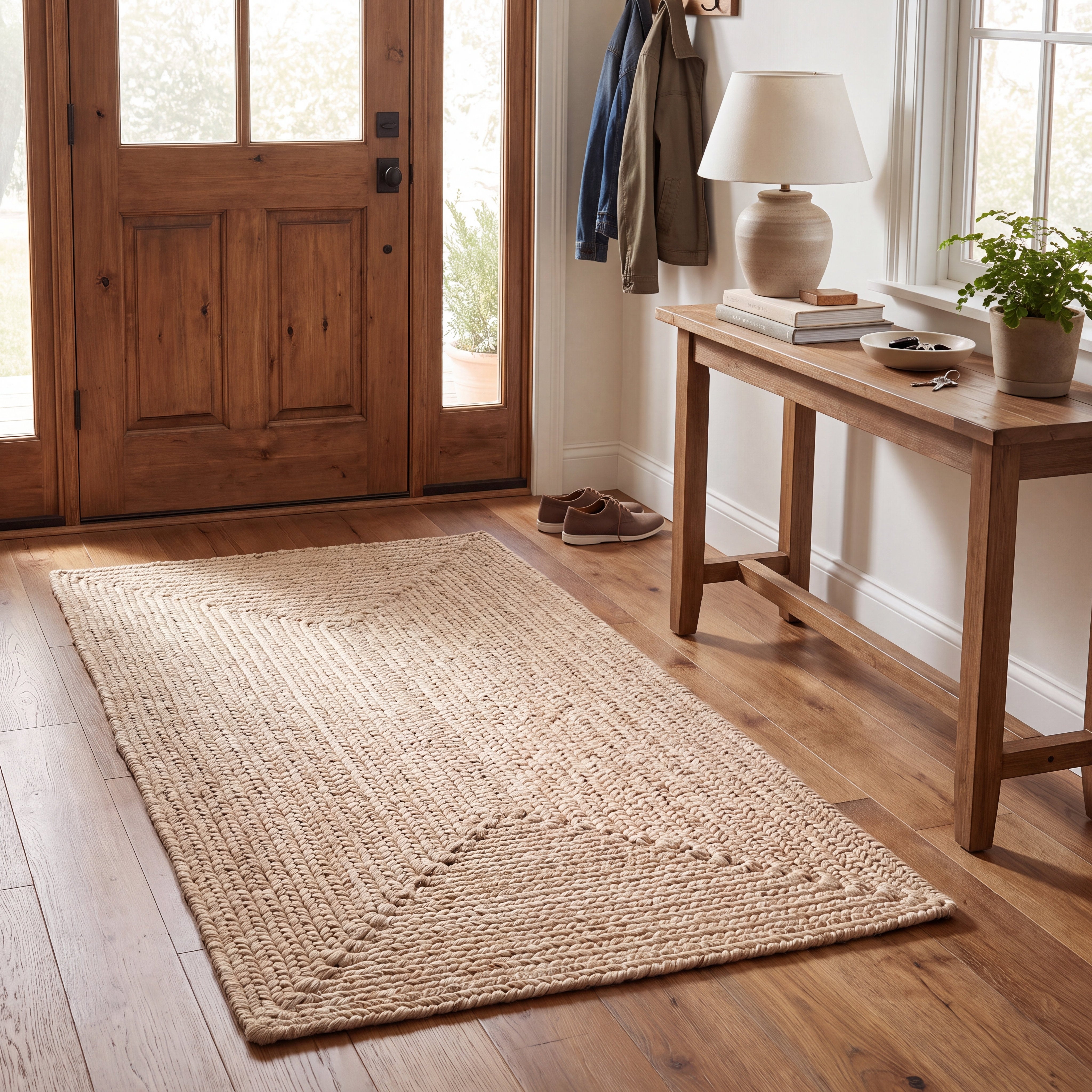 Angier Braided Indoor/Outdoor Rug - Oatmeal Beige Rectangle 2' X 4' #shape_Rectangle