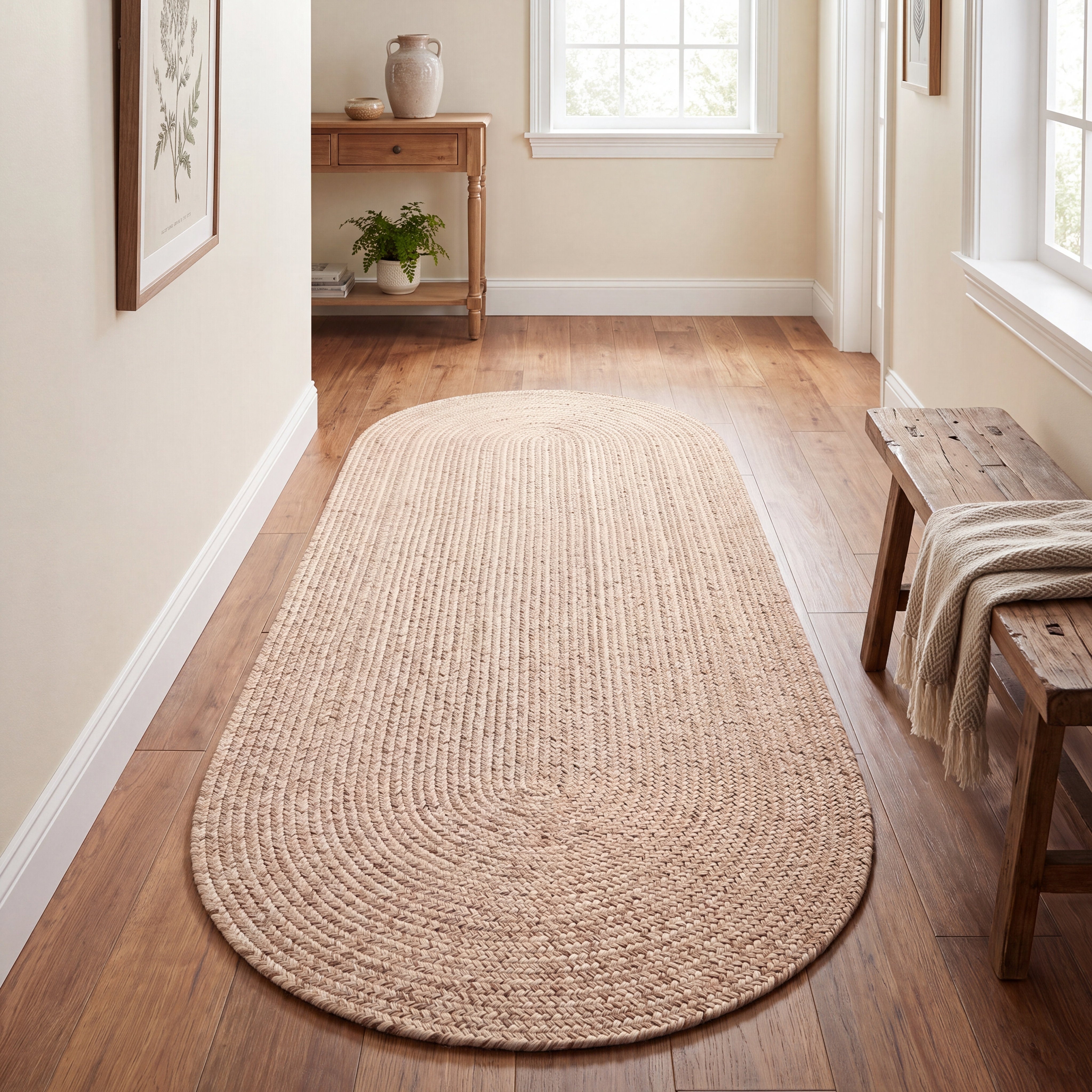 Angier Braided Indoor/Outdoor Rug - Oatmeal Beige Oval 2' X 6' #shape_Oval