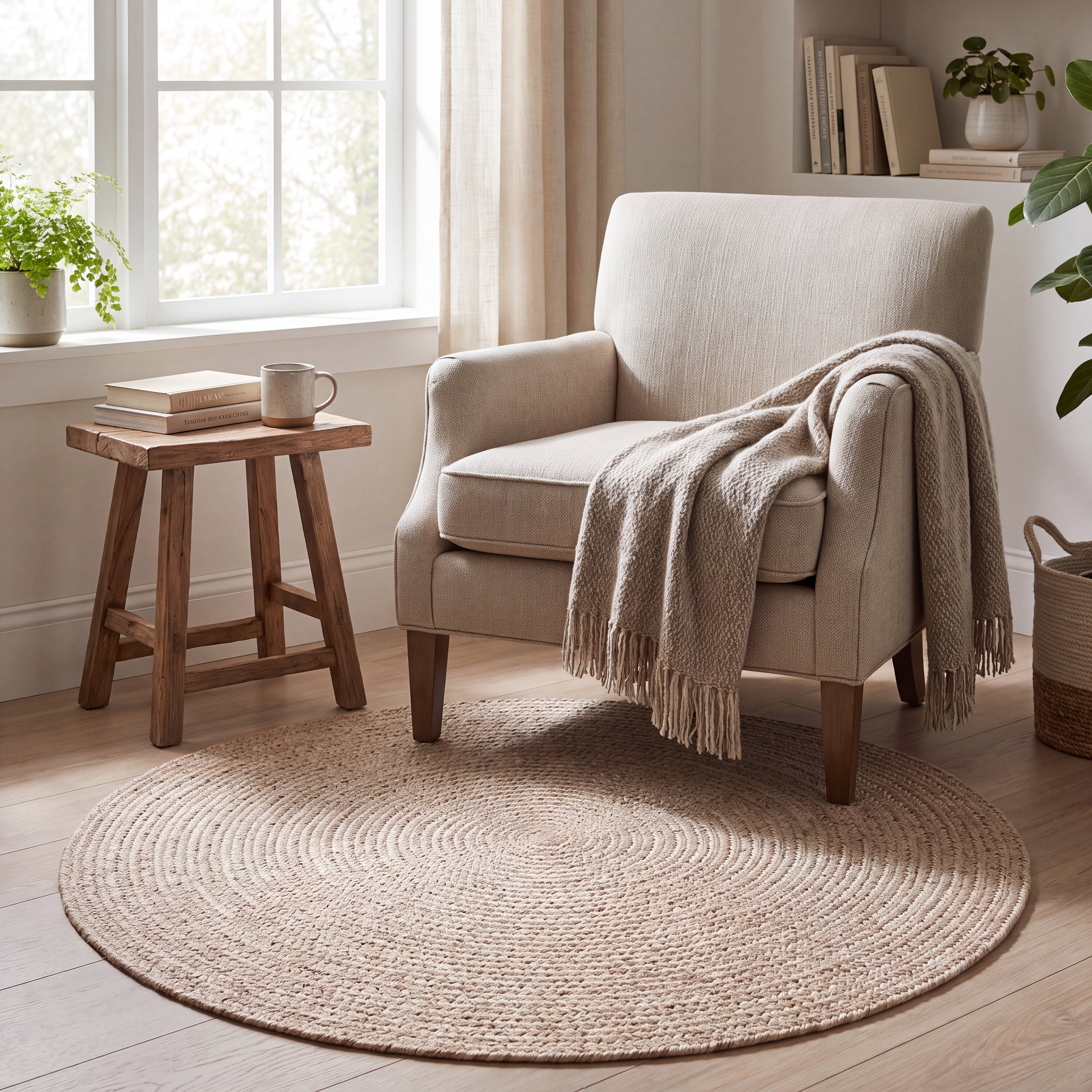 Angier Braided Indoor/Outdoor Rug - Oatmeal Beige Round 3' Round #shape_Round