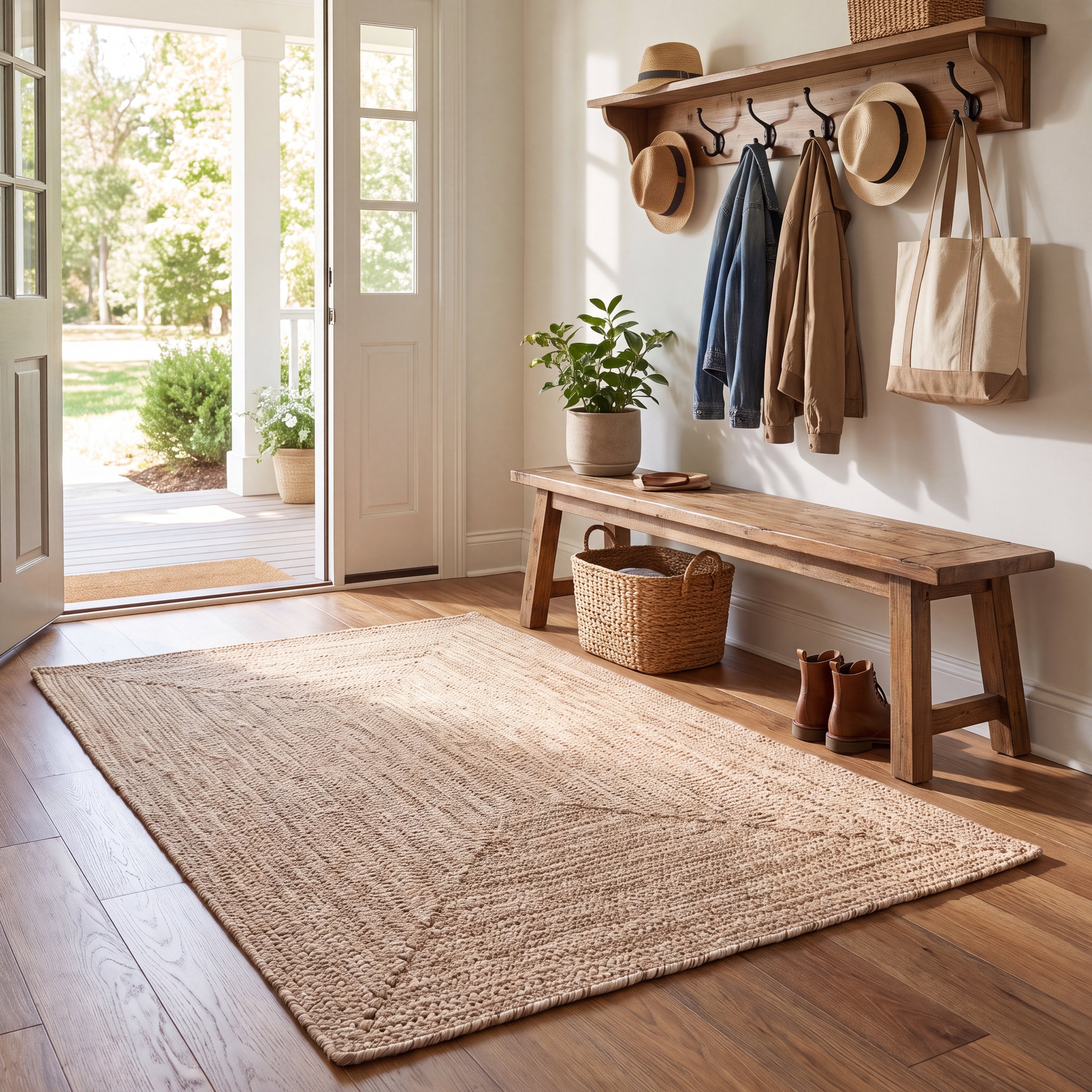 Angier Braided Indoor/Outdoor Rug - Oatmeal Beige Rectangle 3' X 5' #shape_Rectangle