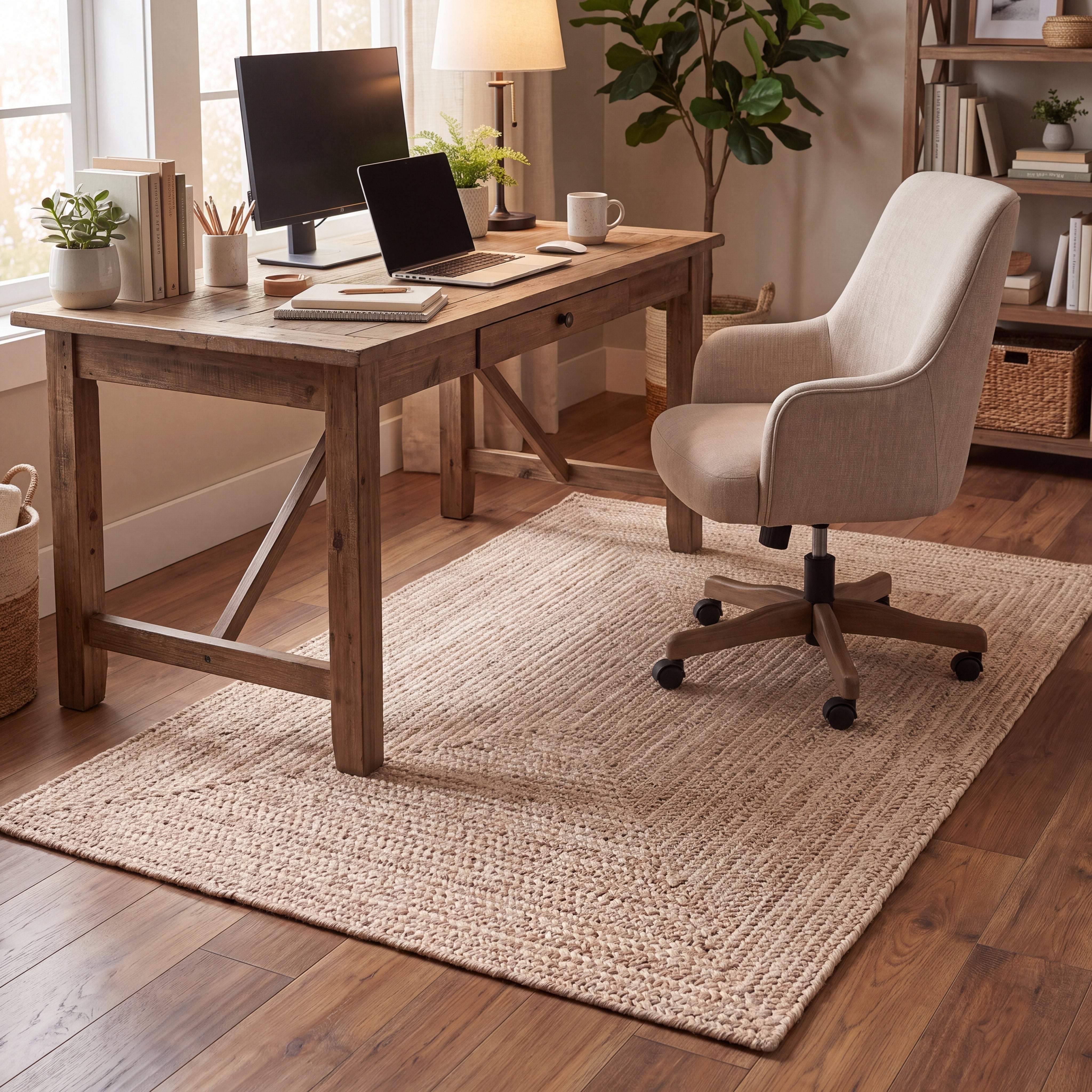 Angier Braided Indoor/Outdoor Rug - Oatmeal Beige Rectangle 3' X 5' #shape_Rectangle