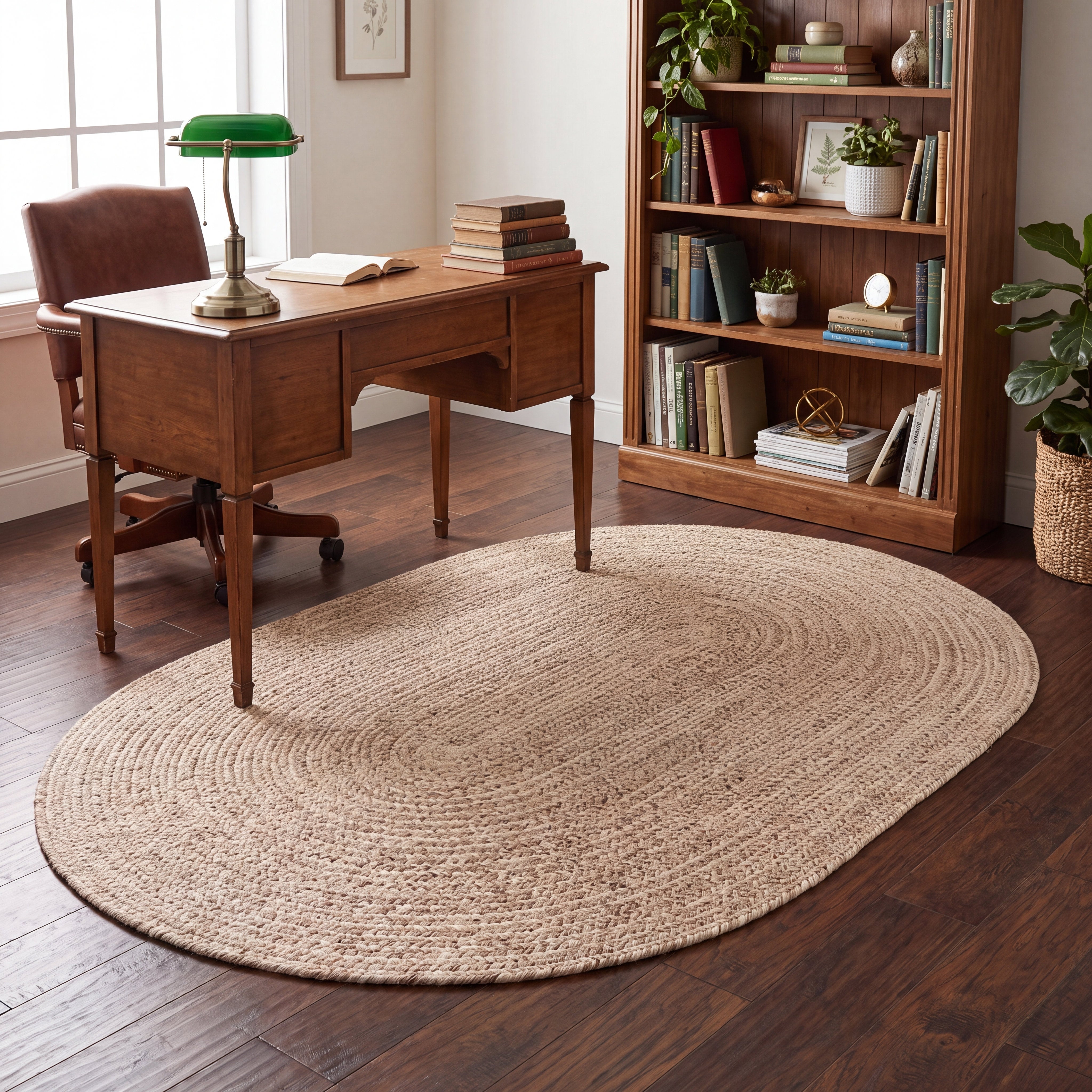 Angier Braided Indoor/Outdoor Rug - Oatmeal Beige Oval 4' X 6' #shape_Oval