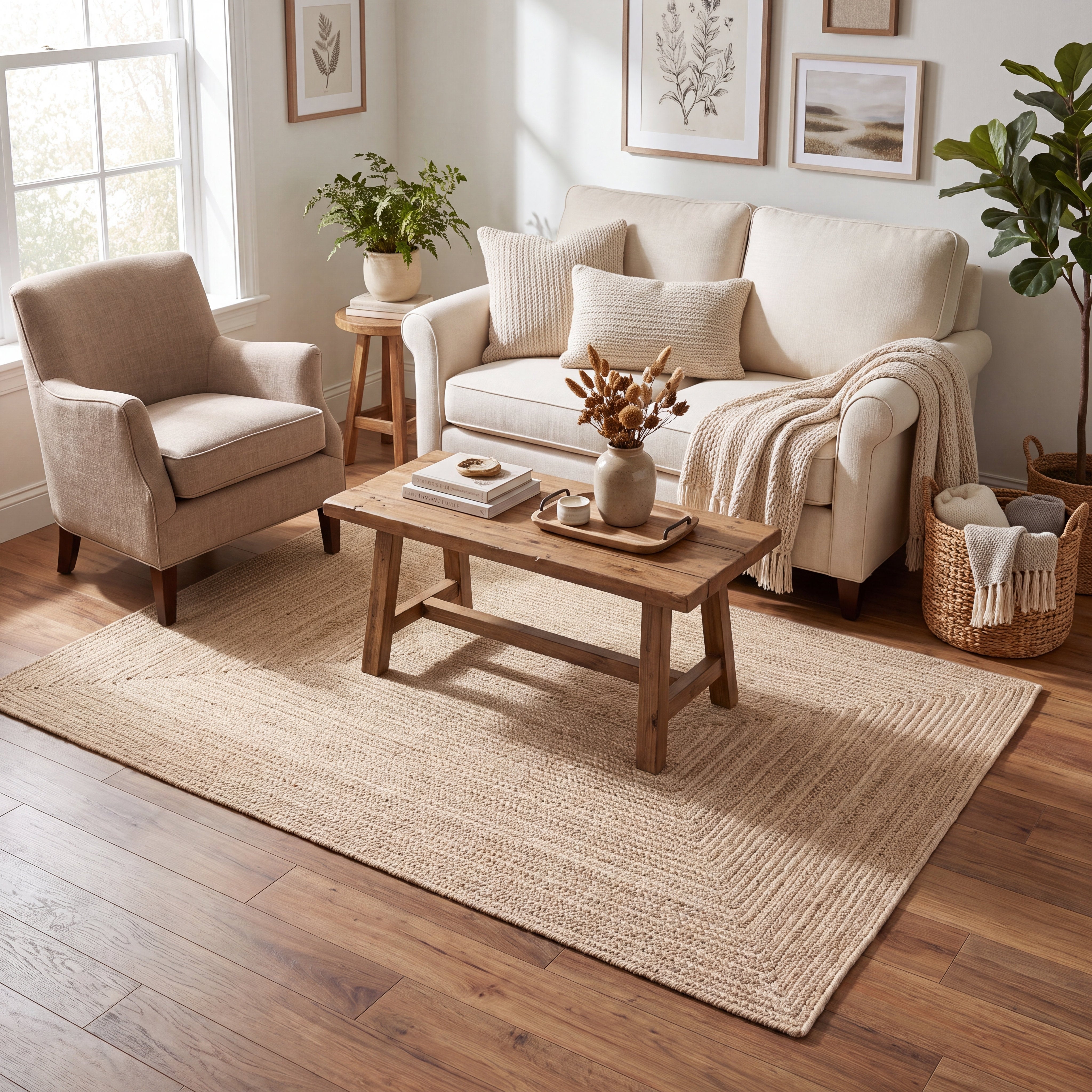 Angier Braided Indoor/Outdoor Rug - Oatmeal Beige Rectangle 4' X 6' #shape_Rectangle