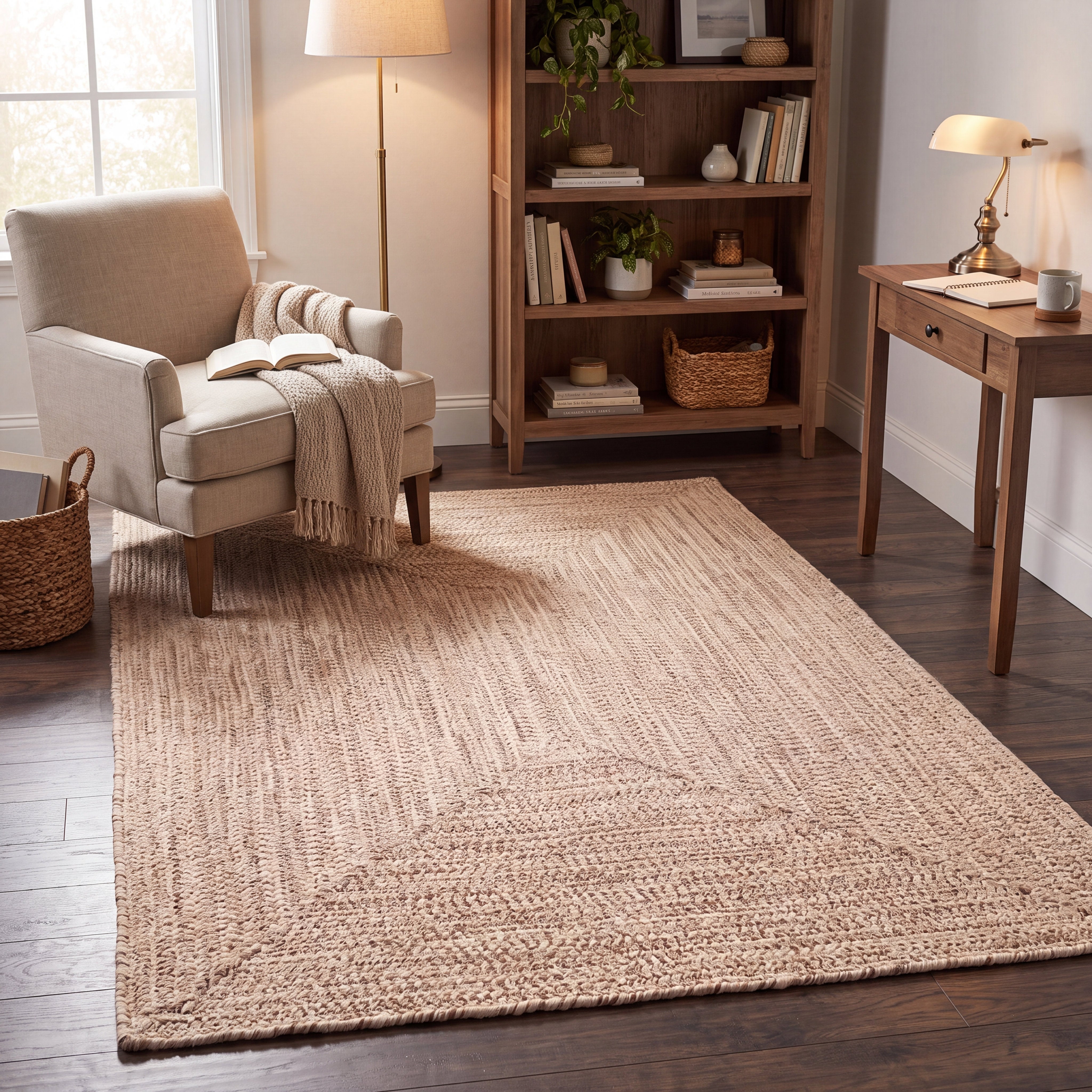 Angier Braided Indoor/Outdoor Rug - Oatmeal Beige Rectangle 5' X 7' #shape_Rectangle