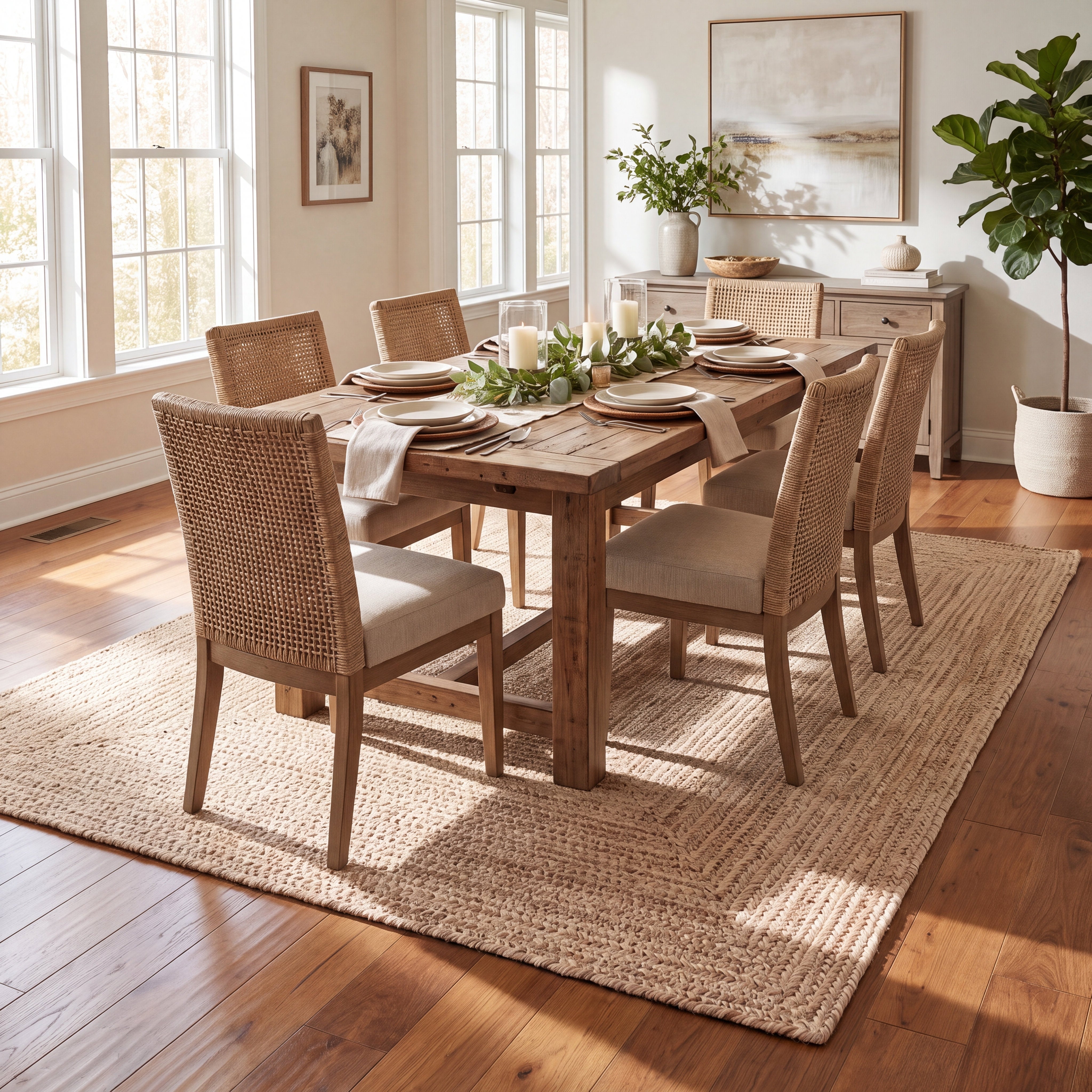 Angier Braided Indoor/Outdoor Rug - Oatmeal Beige Rectangle 6' X 9' #shape_Rectangle