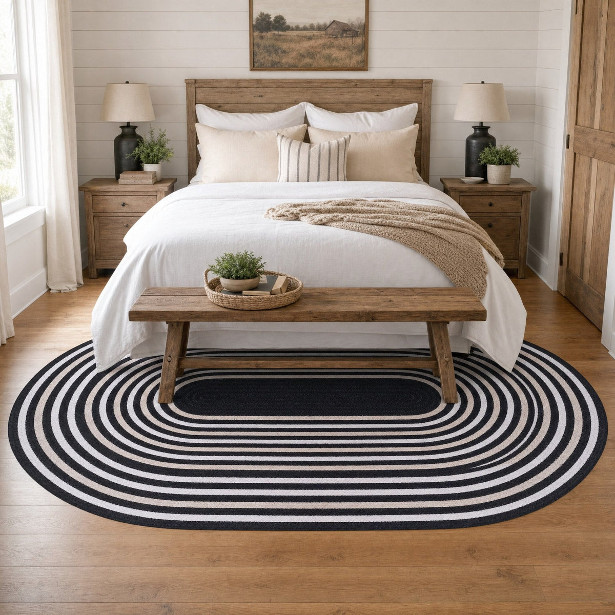 Varina Cotton Braided Rug - Black Oval 4' x 6' #shape_oval