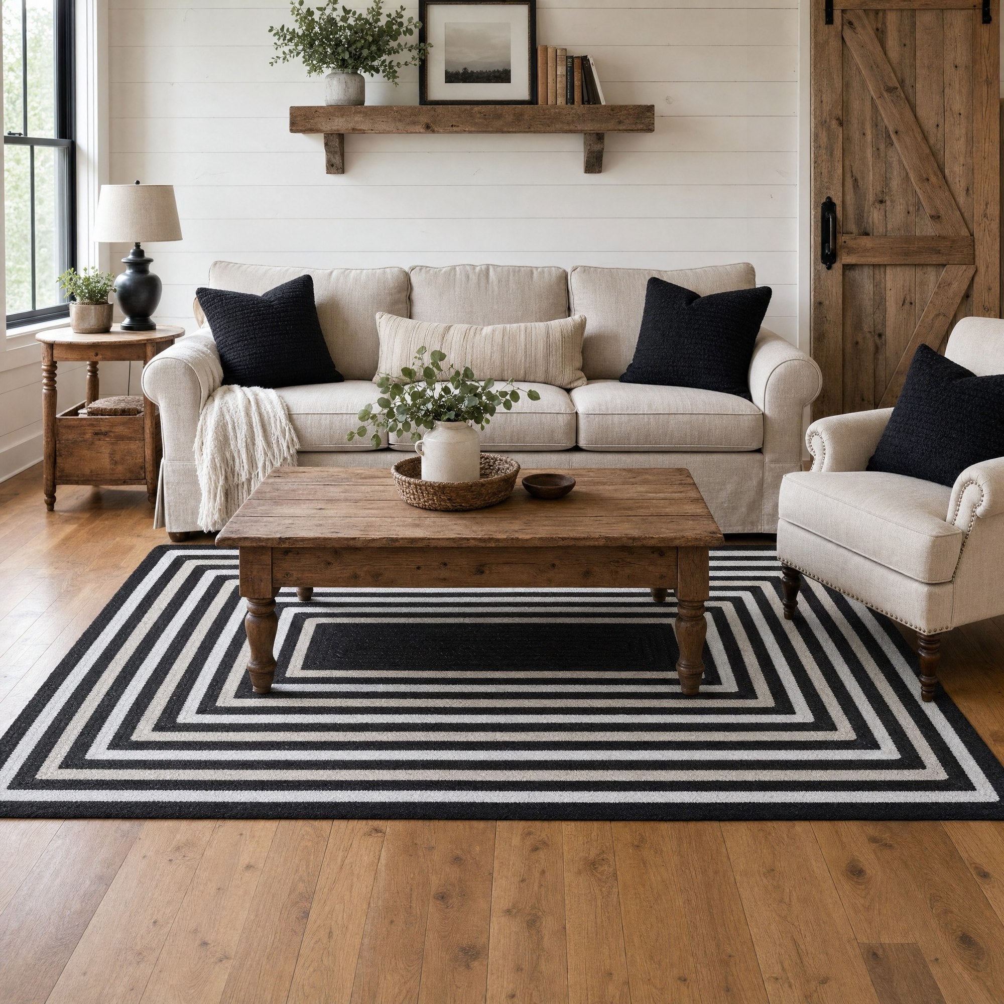 Varina Cotton Braided Rug - Black Rectangle 4' x 6' #shape_rectangle