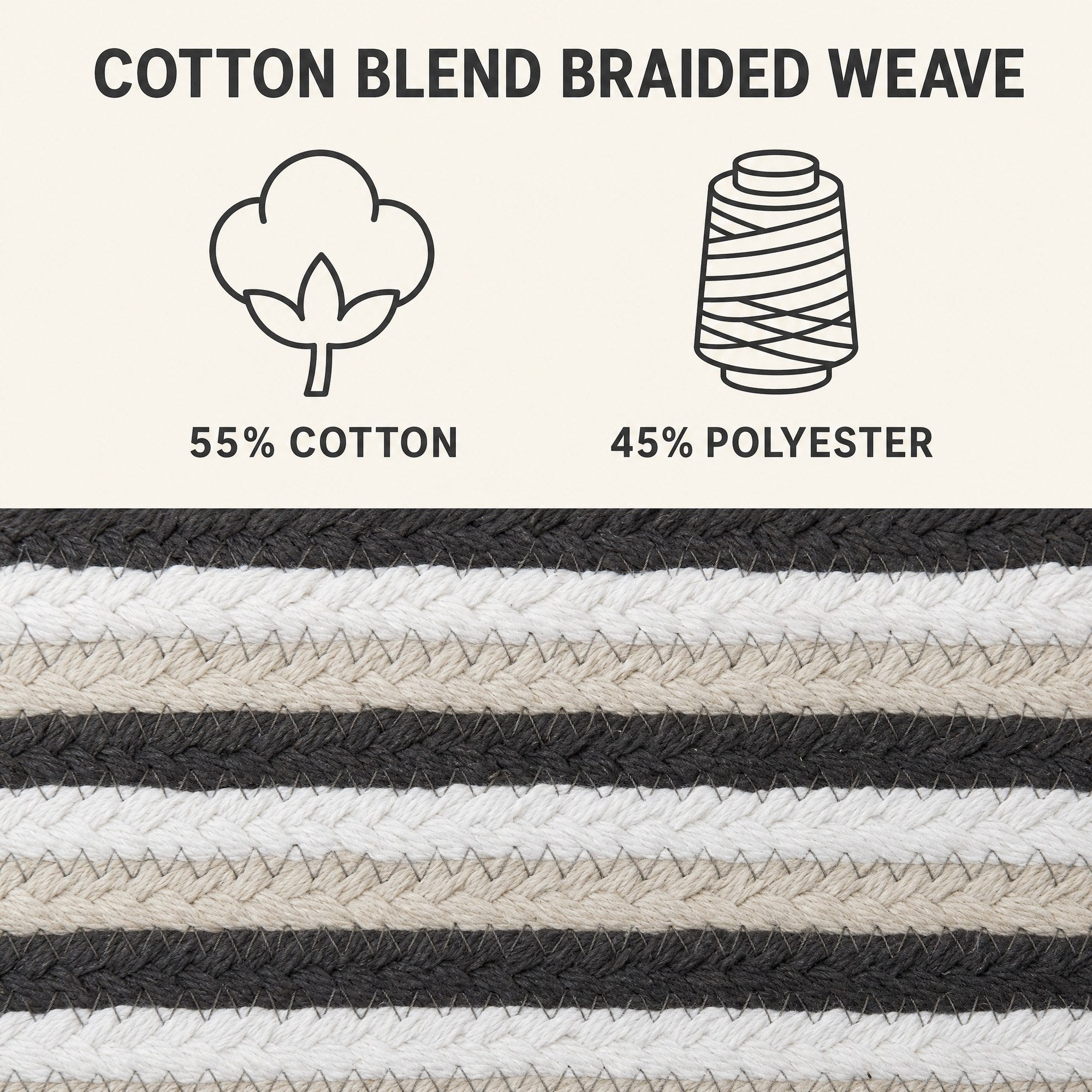 Varina Cotton Braided Rug - Black Rectangle 5' x 7' #_shape=Rectangle