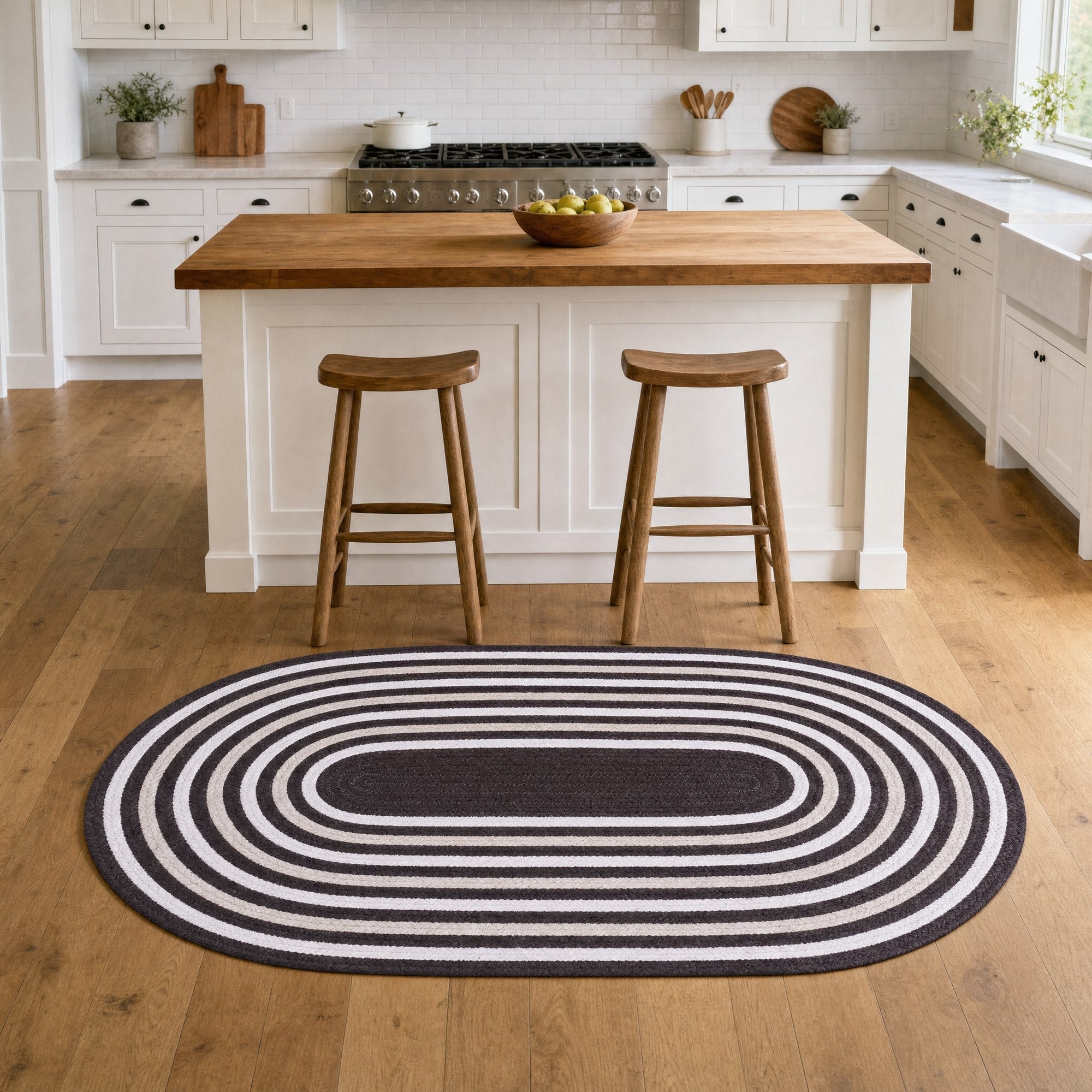 Varina Cotton Braided Rug - Brown Oval 3' x 5' #shape_oval