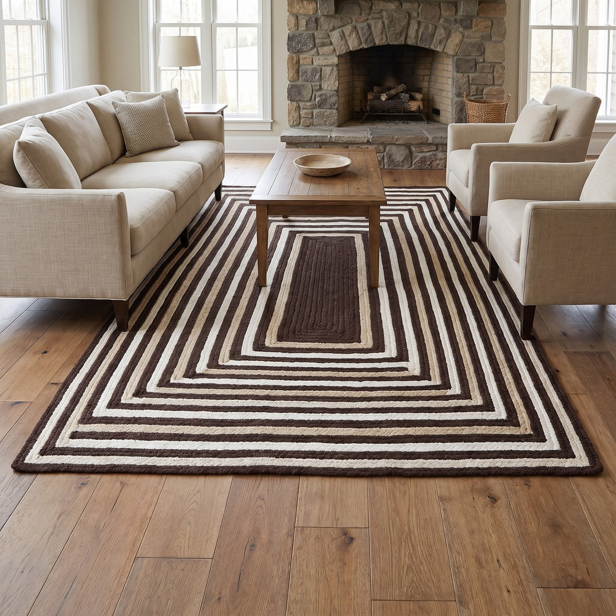 Varina Cotton Braided Rug - Brown Rectangle 5' x 7' #shape_rectangle