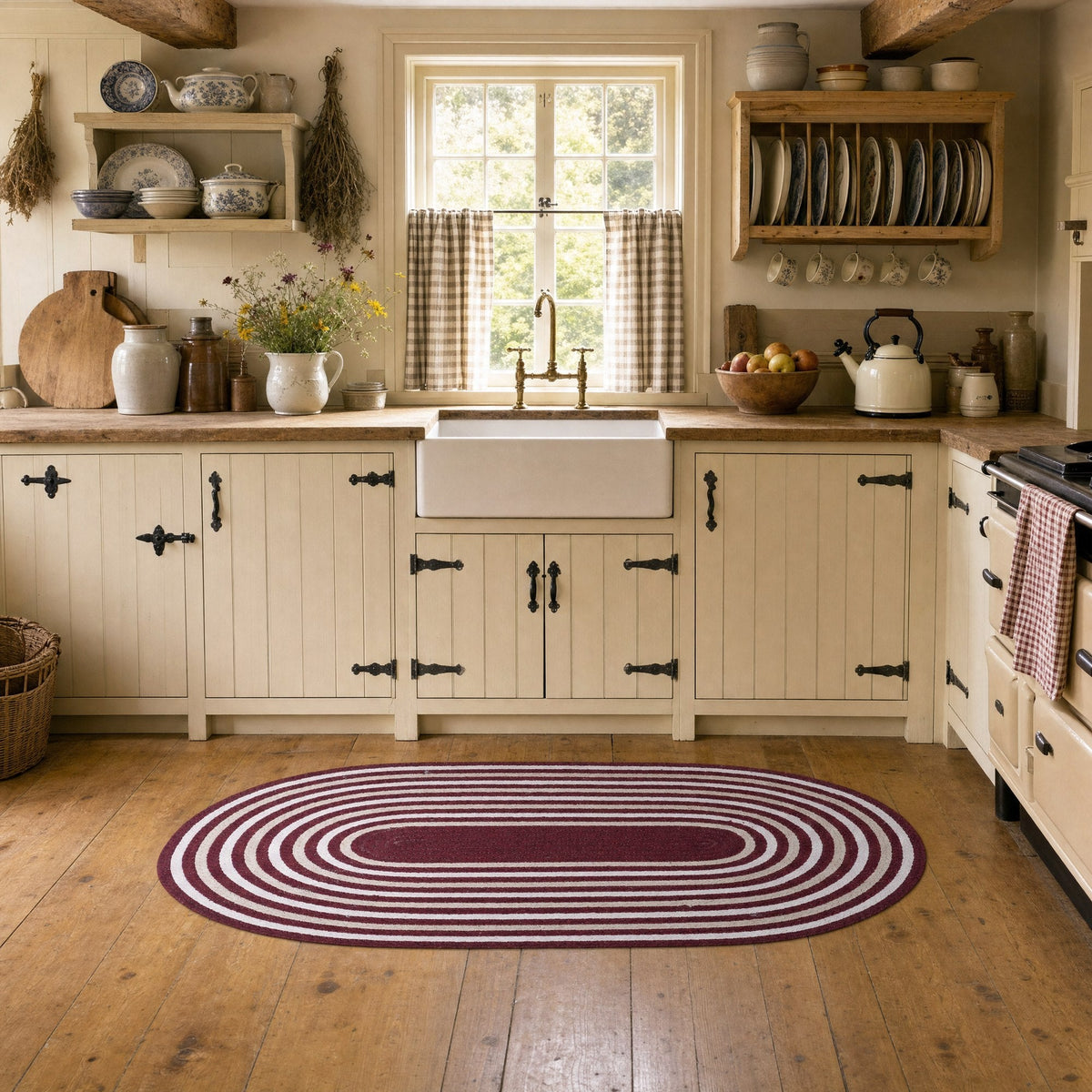 Varina Cotton Braided Rug - Burgundy Oval 2' x 4' #shape_oval