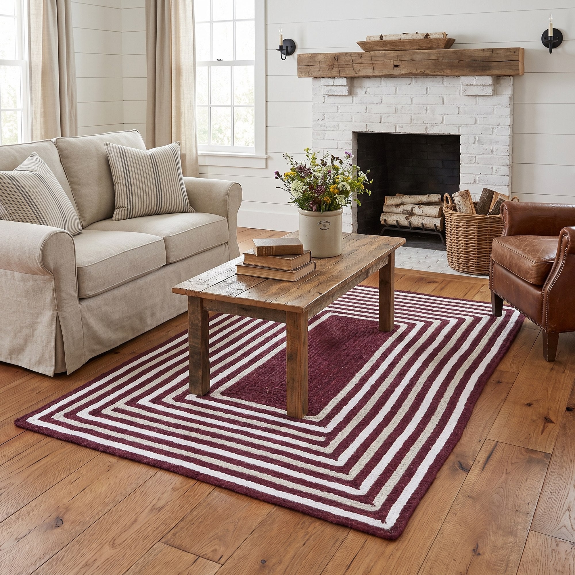 Varina Cotton Braided Rug - Burgundy Rectangle 4' x 6' #shape_rectangle