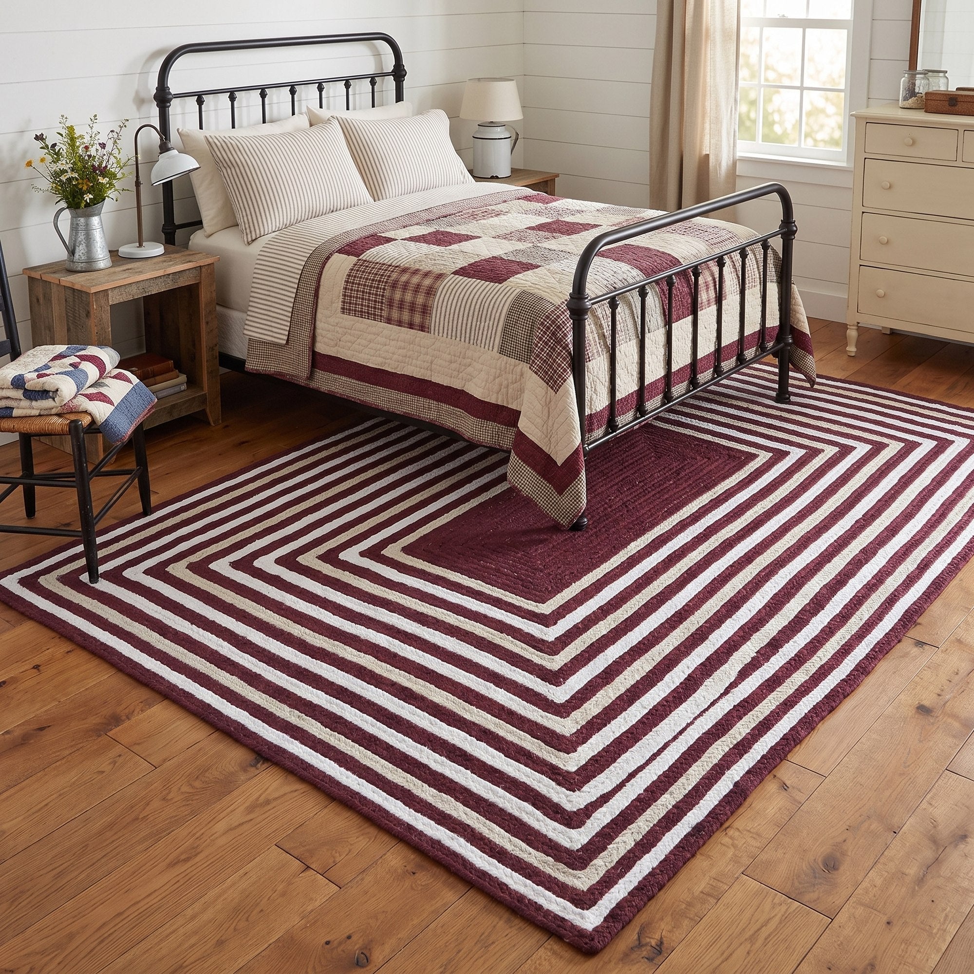 Varina Cotton Braided Rug - Burgundy Rectangle 5' x 7' #shape_rectangle