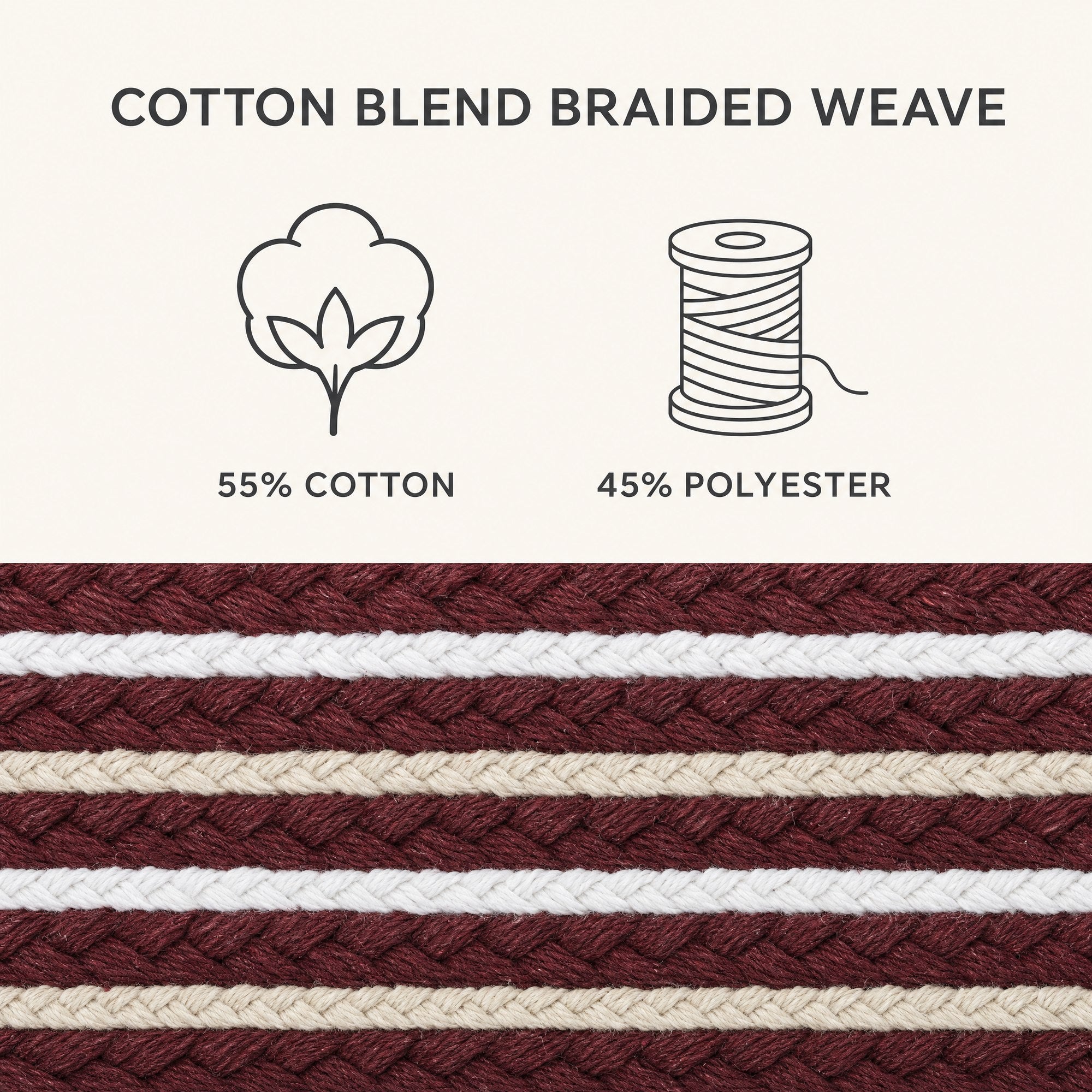 Varina Cotton Braided Rug - Burgundy Rectangle 5' x 7' #_shape=Rectangle