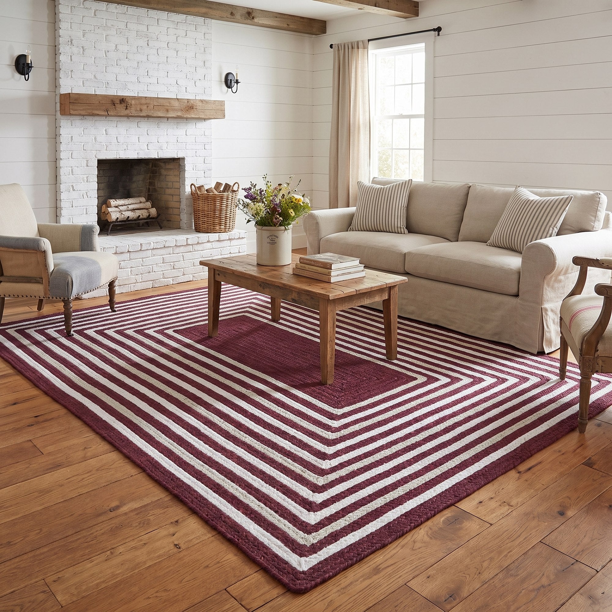 Varina Cotton Braided Rug - Burgundy Rectangle 6' x 9' #shape_rectangle