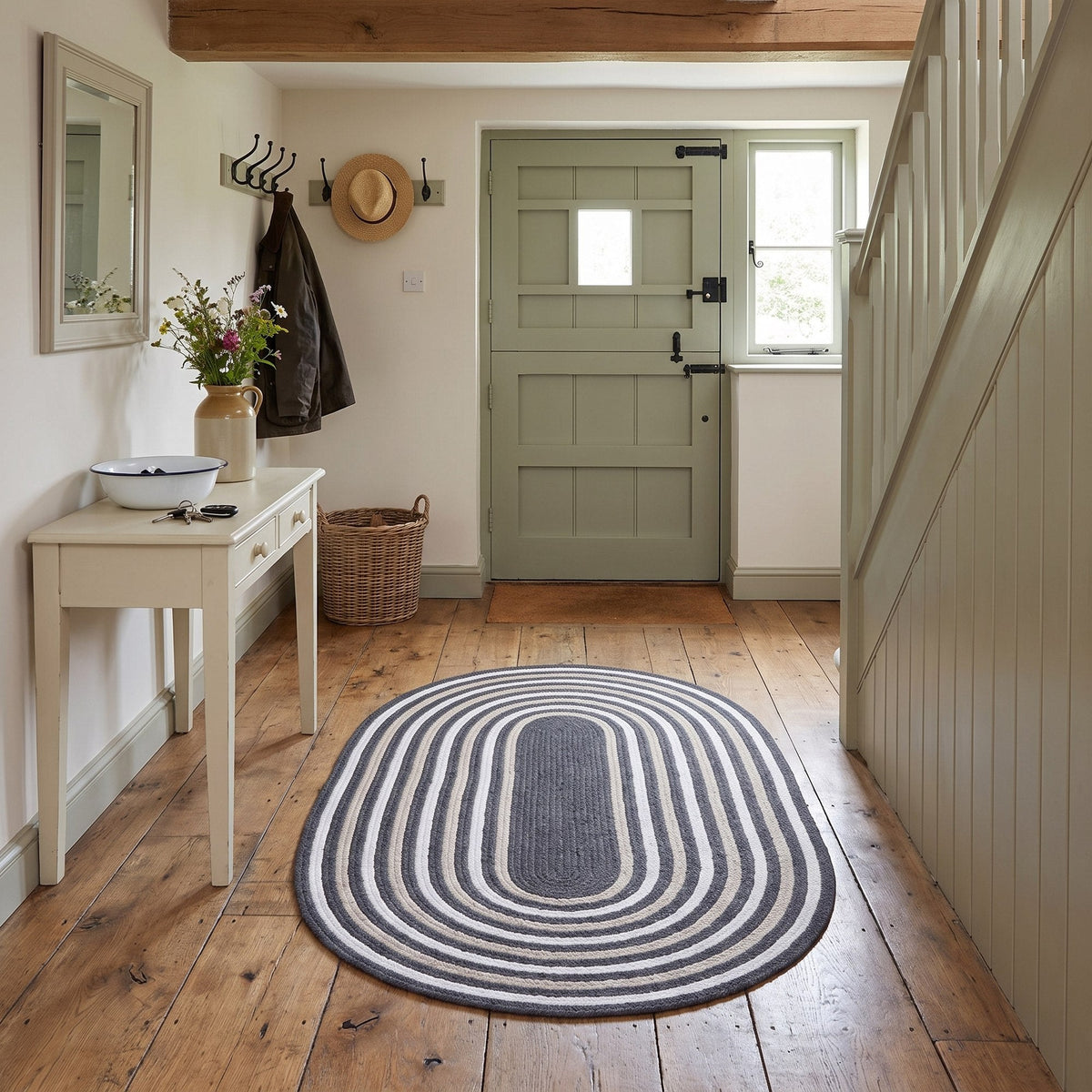 Varina Cotton Braided Rug - Charcoal Oval 3' x 5' #shape_oval