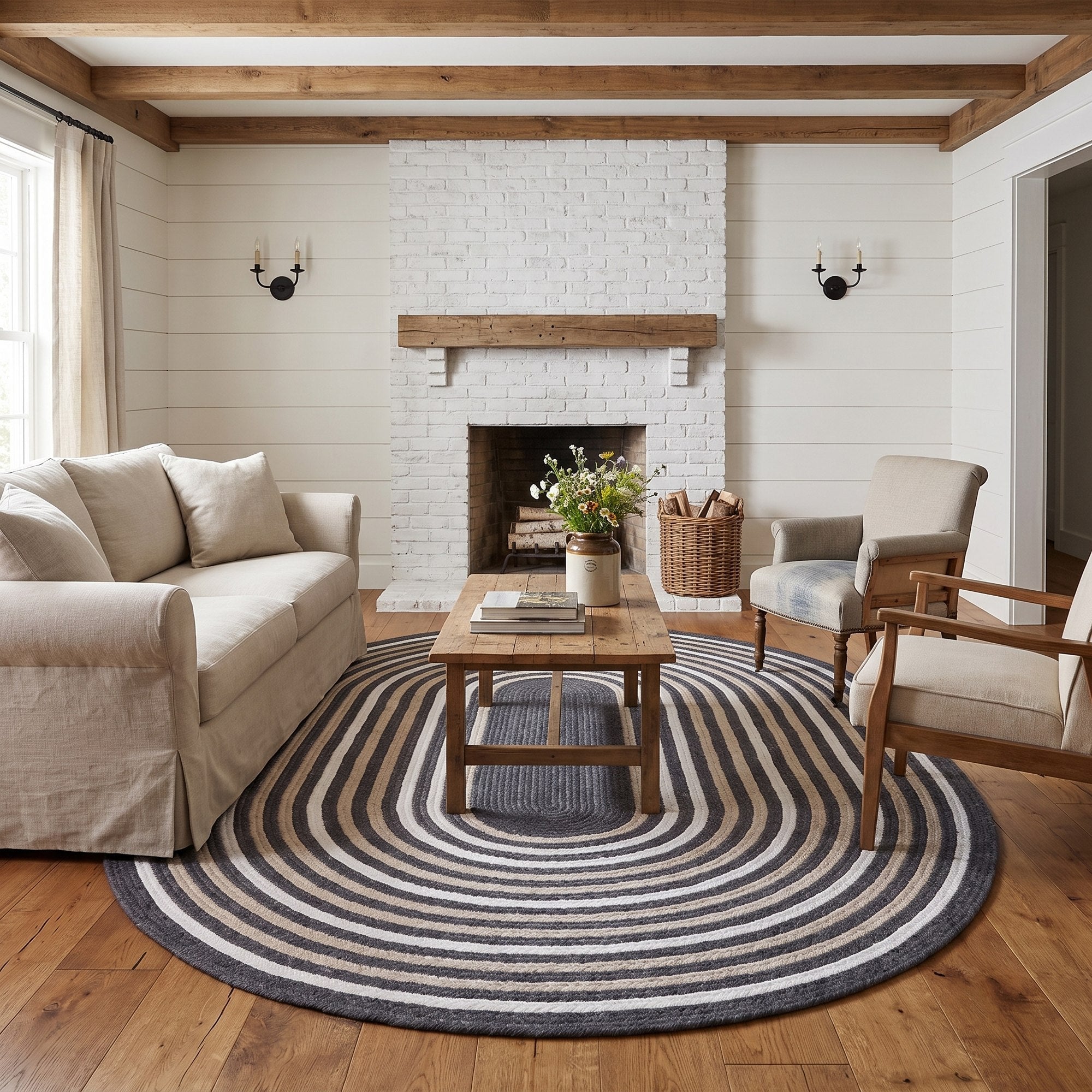 Varina Cotton Braided Rug - Charcoal Oval 5' x 7' #shape_oval