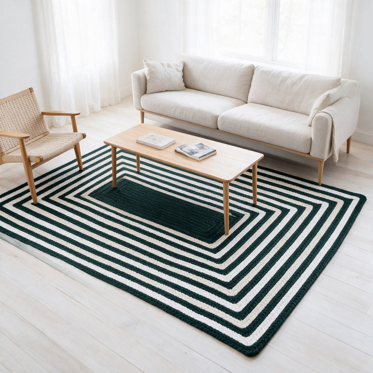 Varina Cotton Braided Rug - Green Rectangle 5' x 7' #shape_rectangle