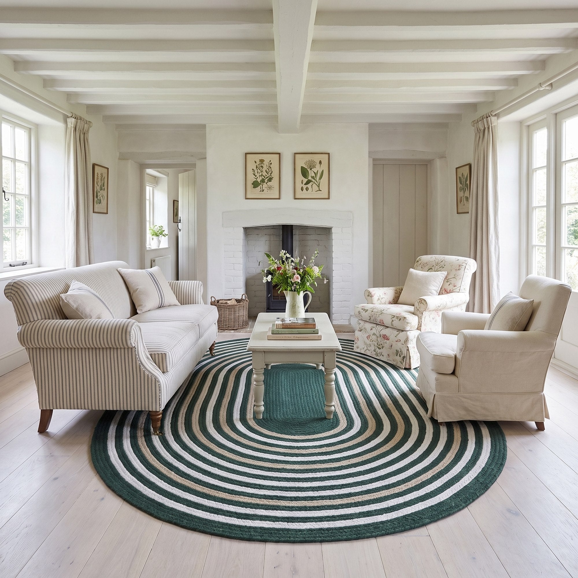 Varina Cotton Braided Rug - Green Oval 6' x 9' #shape_oval