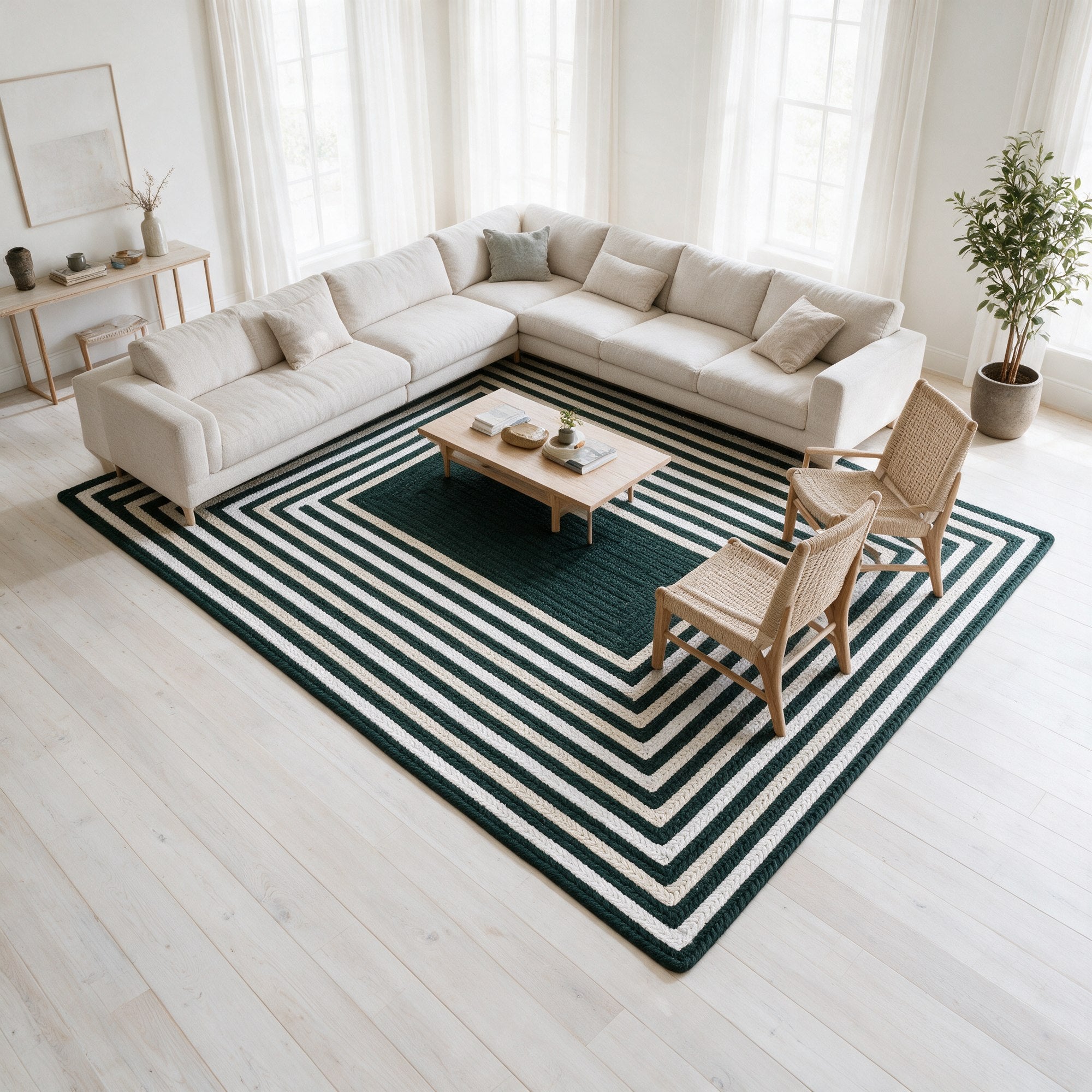 Varina Cotton Braided Rug - Green Rectangle 6' x 9' #shape_rectangle