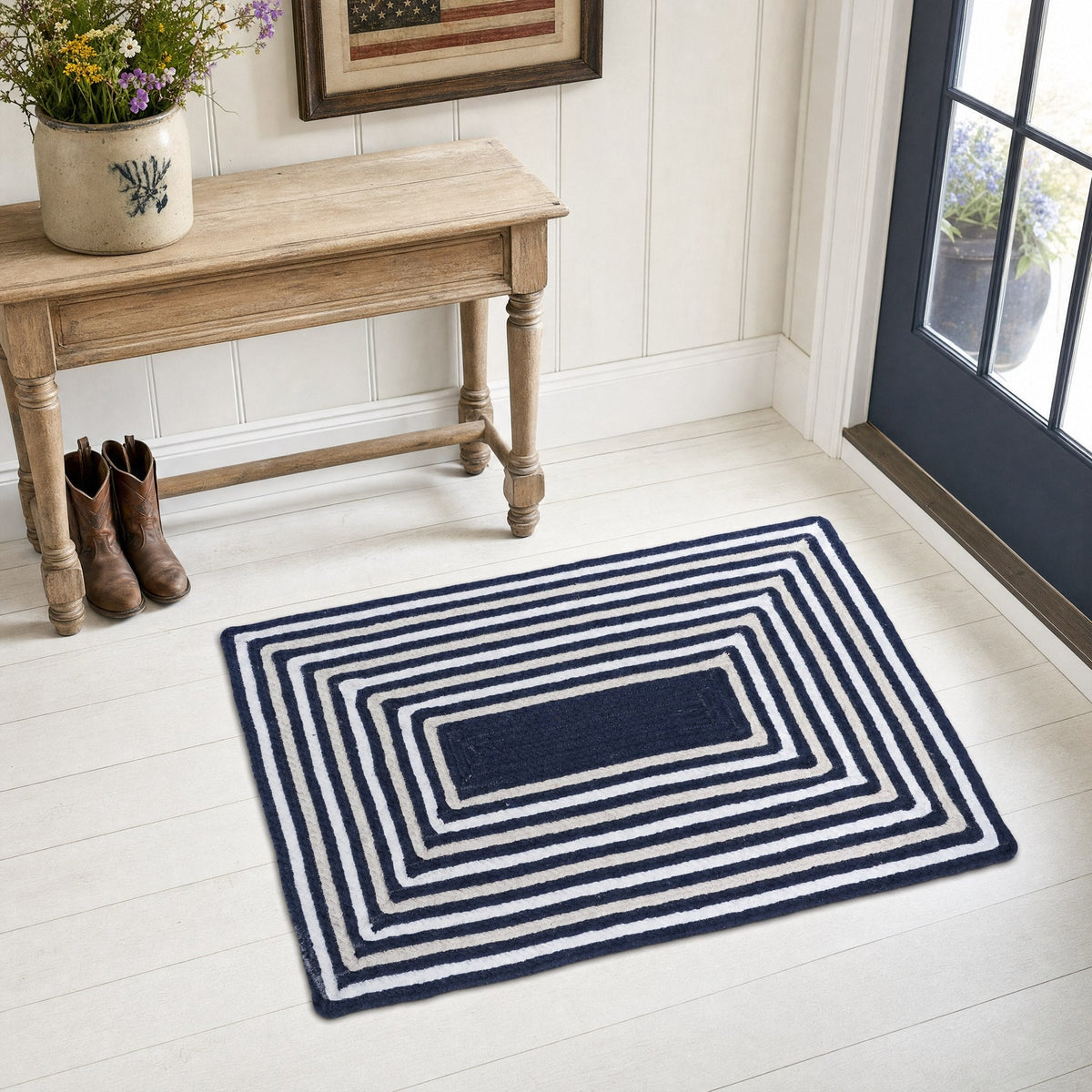 Varina Cotton Braided Rug - Navy Rectangle 20" x 30" #shape_rectangle