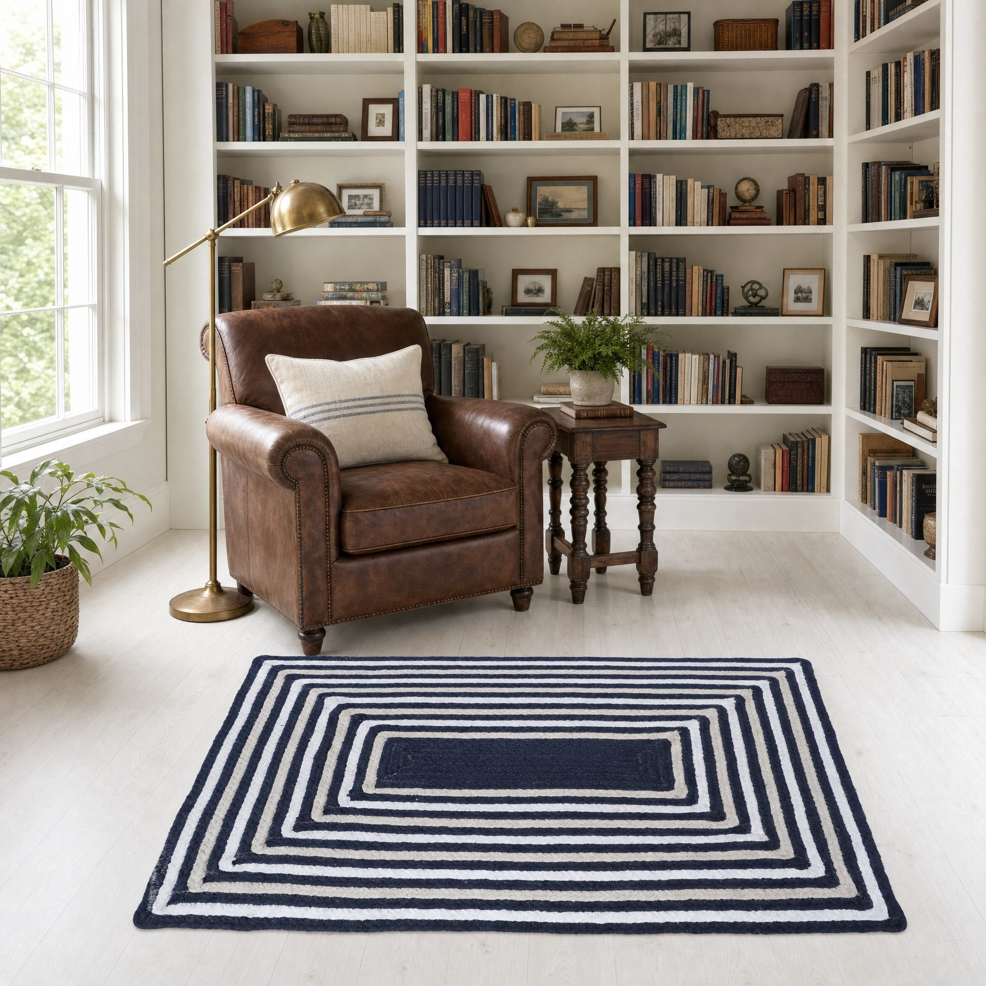Varina Cotton Braided Rug - Navy Rectangle 3' x 5' #shape_rectangle