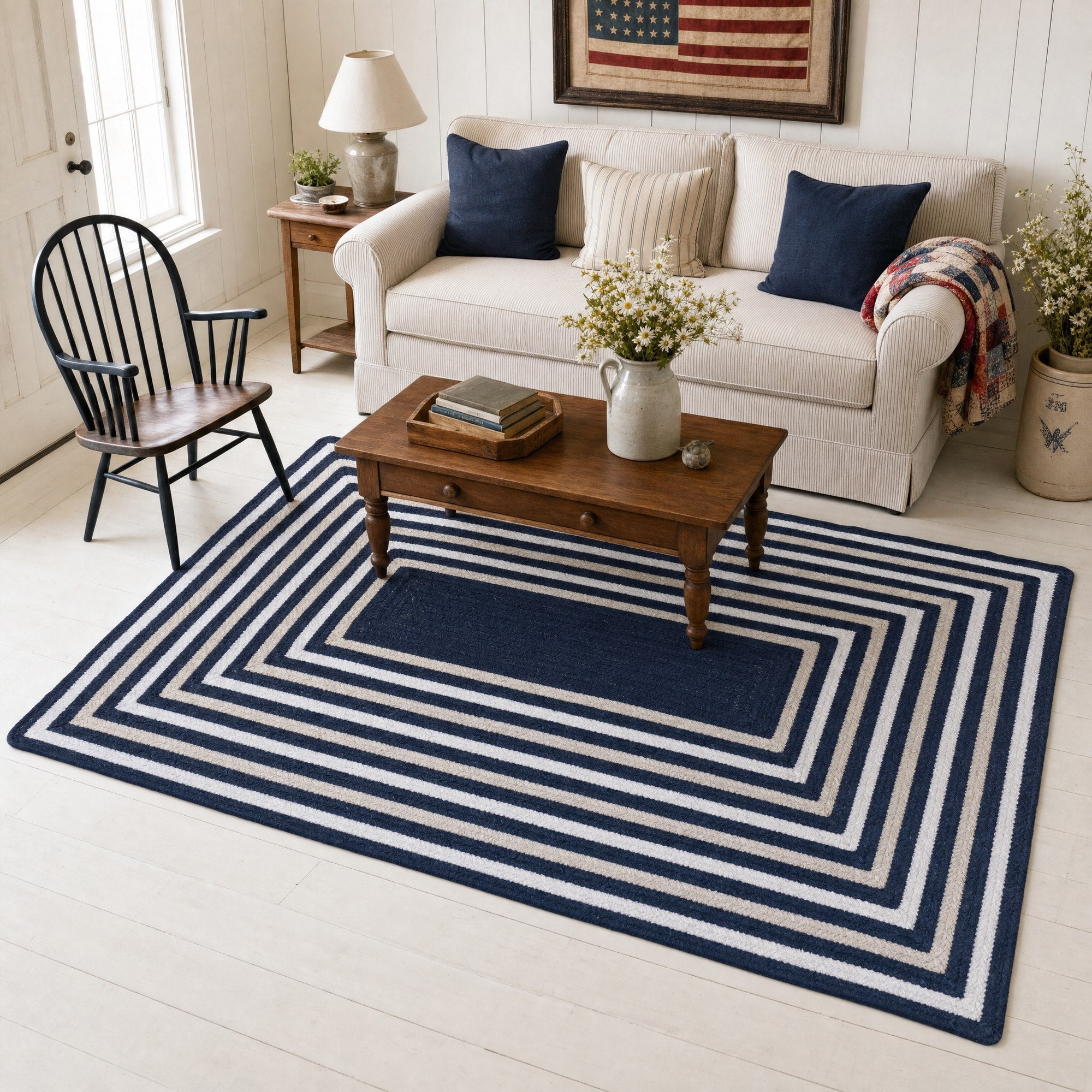 Varina Cotton Braided Rug - Navy Rectangle 4' x 6' #shape_rectangle