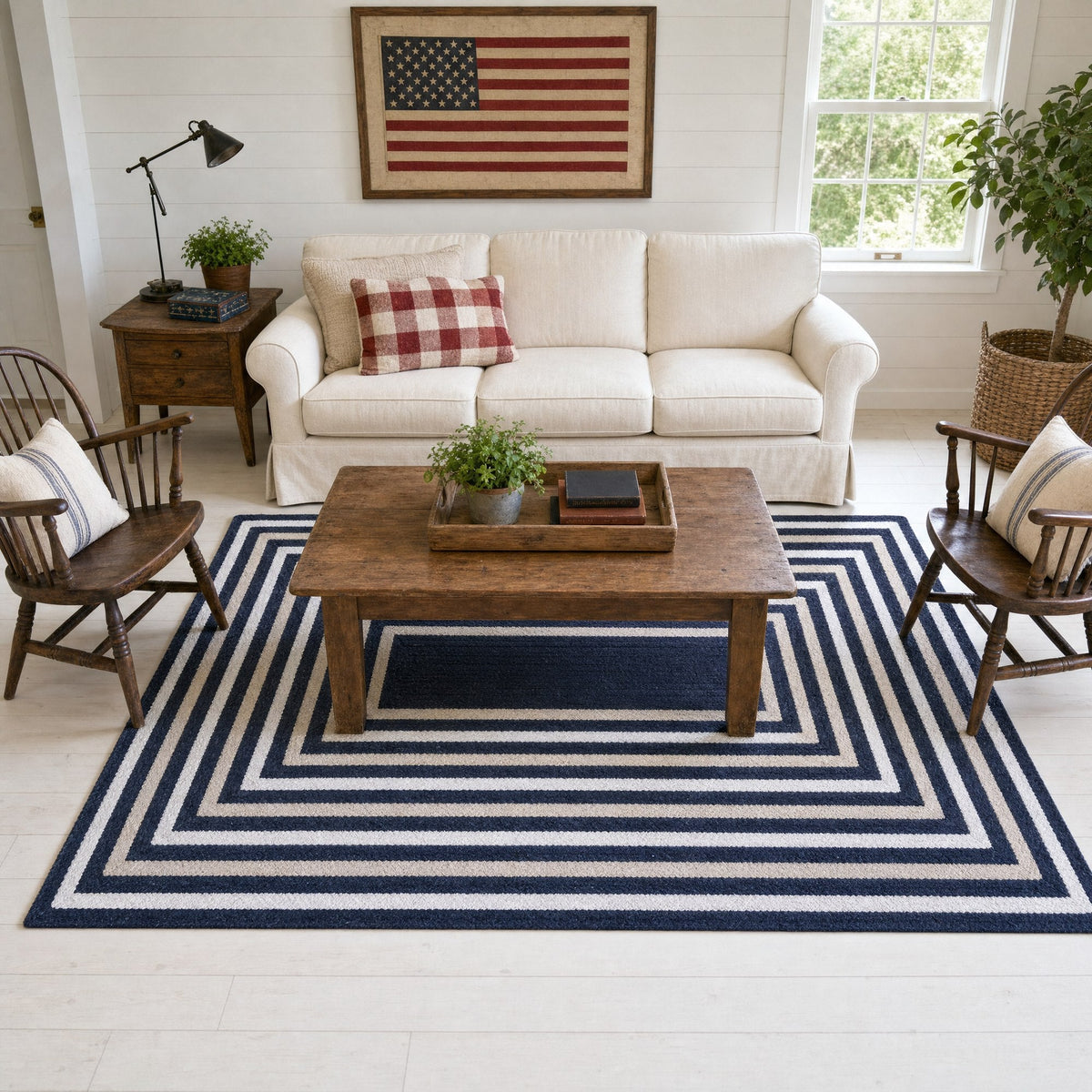 Varina Cotton Braided Rug - Navy Rectangle 5' x 7' #shape_rectangle