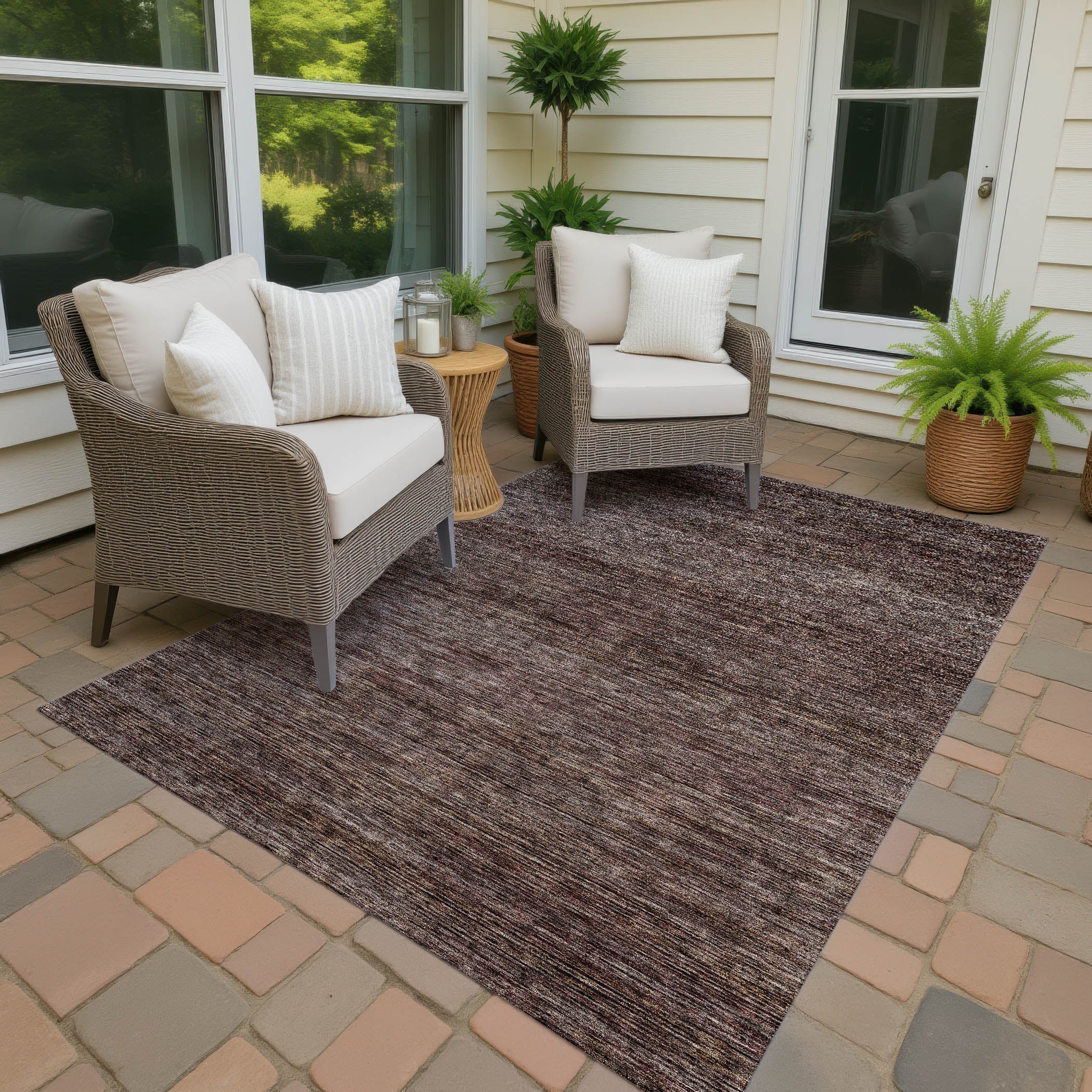 Luxury Washable Indoor/Outdoor Transitional SE1 Fudge Brown Rug 1'8" x 2'6" #shape_Rectangle